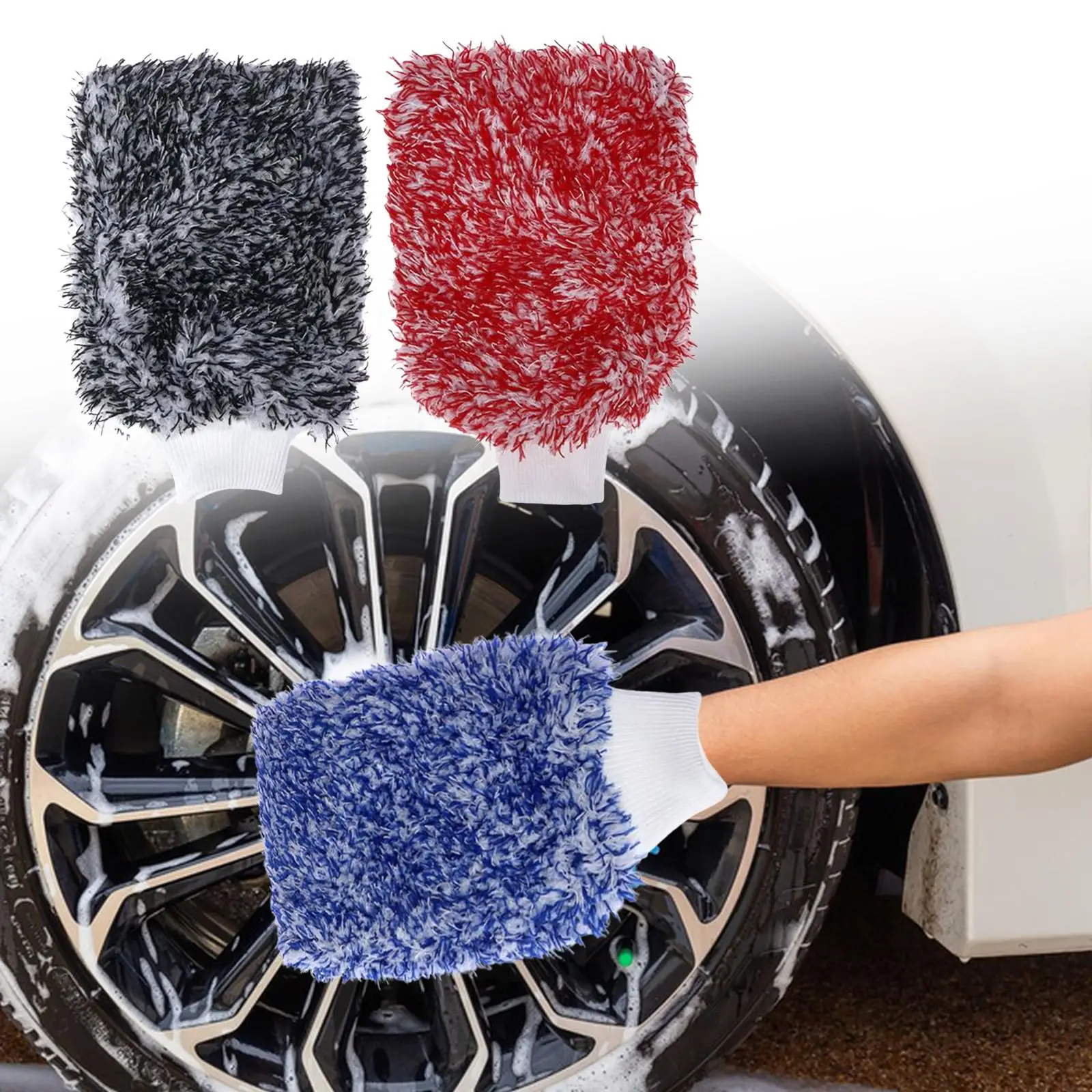 Car Wash Mitt Absorbent Holds Tons of Sudsy Water Effective Washing Microfiber Lint Free Washing Glove for Automotives Cars