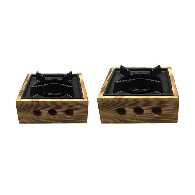 Compact Alcohol Stoves Stew Hot Pot with Wooden Base Solid Alcohol Stoves