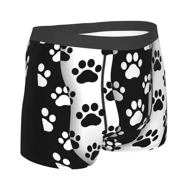 Men Pet Prints Dog Cat Paw Boxer Shorts Panties Soft Underwear