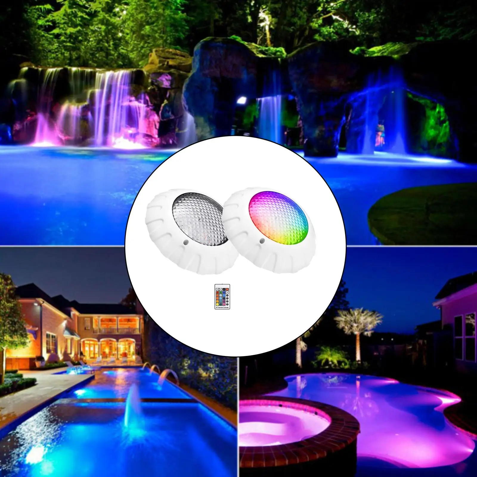 12 ,RGB Submersible Lights ,Underwater Lamp Wall-Mounted Waterproof Replacement for Decor Indoor Wedding 