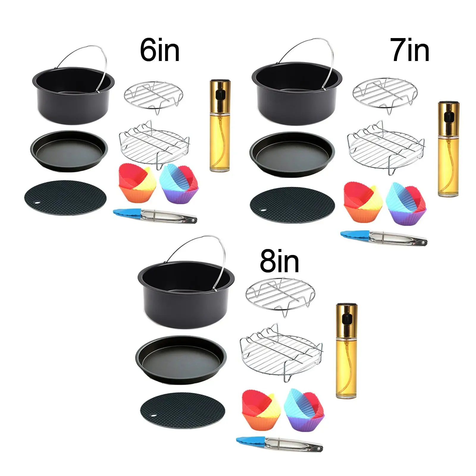 13 Pieces Heißluftfritteuse Accessories Set Cake Cups Cake Basket for Baking Cooking chen BBQ