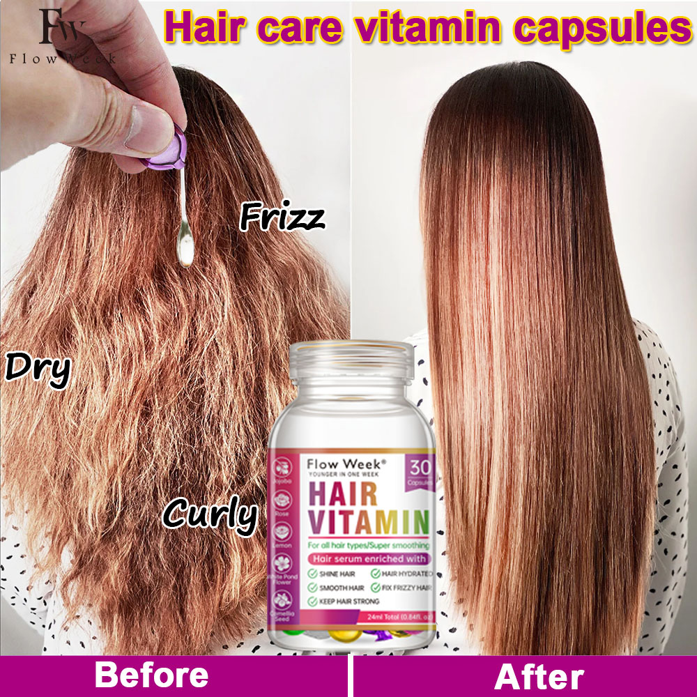 Best of FlowWeek Hair Vitamin Capsule Smooth Silky Hair Mask Keratin Complex Oil Repair Curl Damaged Dry Hair Serum Hair Oil Hair Care Reviews & Tips