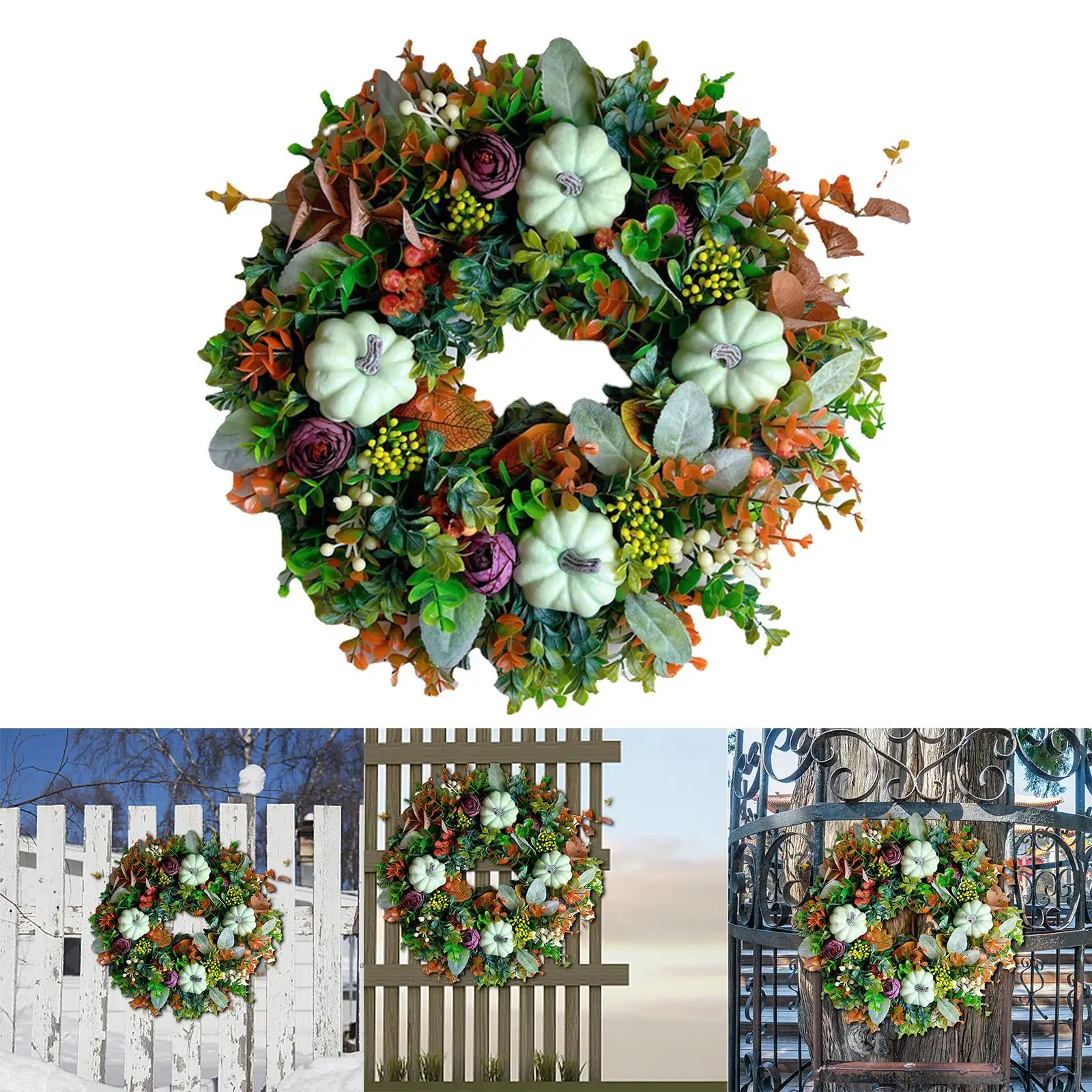 Autumn Pumpkin Wreath Garland Door Sign Door Wreath for Fireplace Wall Decor