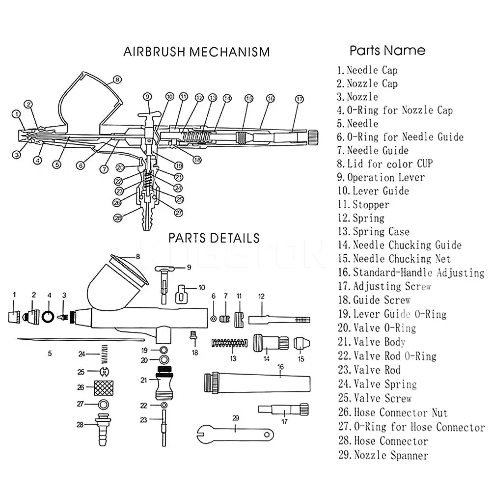 Nombre 7, Pistolet de pulvérisation aérographe à double Action, 0.3mm, sans Air, modèle à gravité, alimentation, pour peinture corporelle et peinture de modèles d