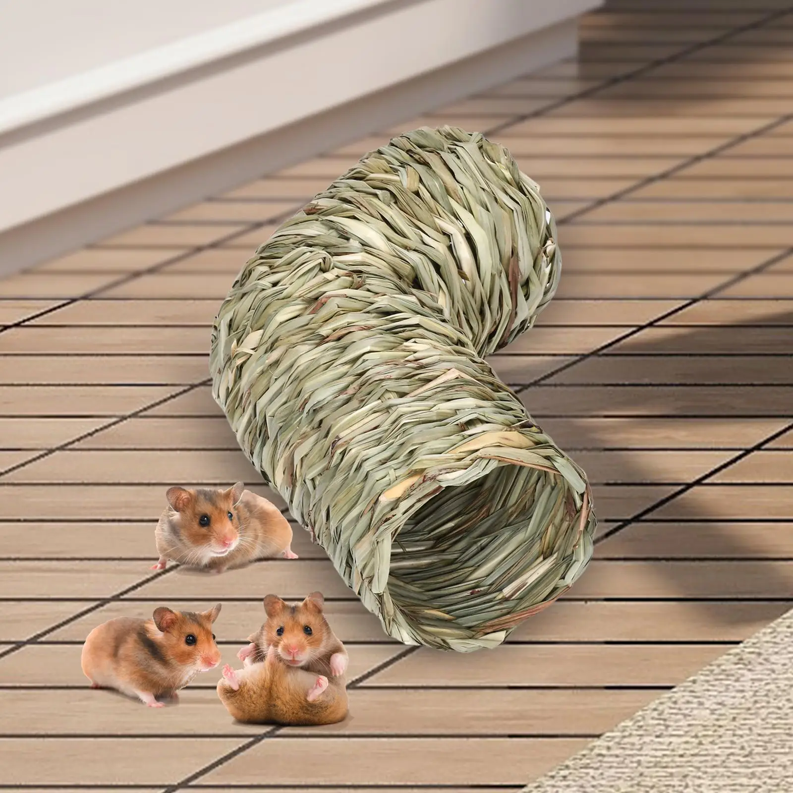 Hamster Grass Tunnel Toy Hideaway Durable Play Toy Rabbit Tunnel Nest for Small Animals Hedgehog Mice Chinchilla Little Rabbit
