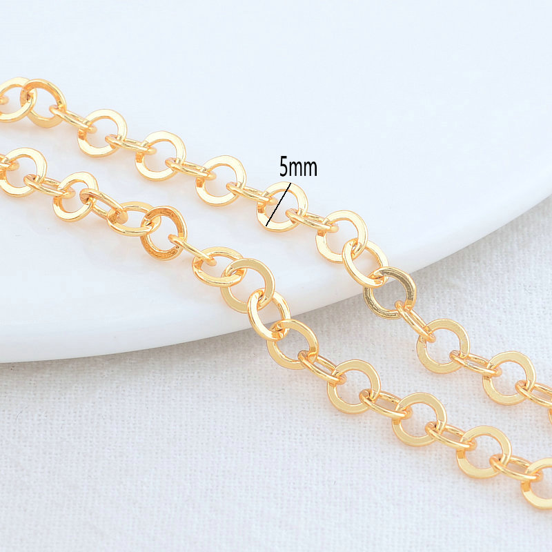 5*5MM 4MM 18K Goldfarben plattierte Messing-Rundkette für die Schmuckherstellung, DIY-Halsketten, Armbänder, Schmuckherstellungszubehör – Detail 4