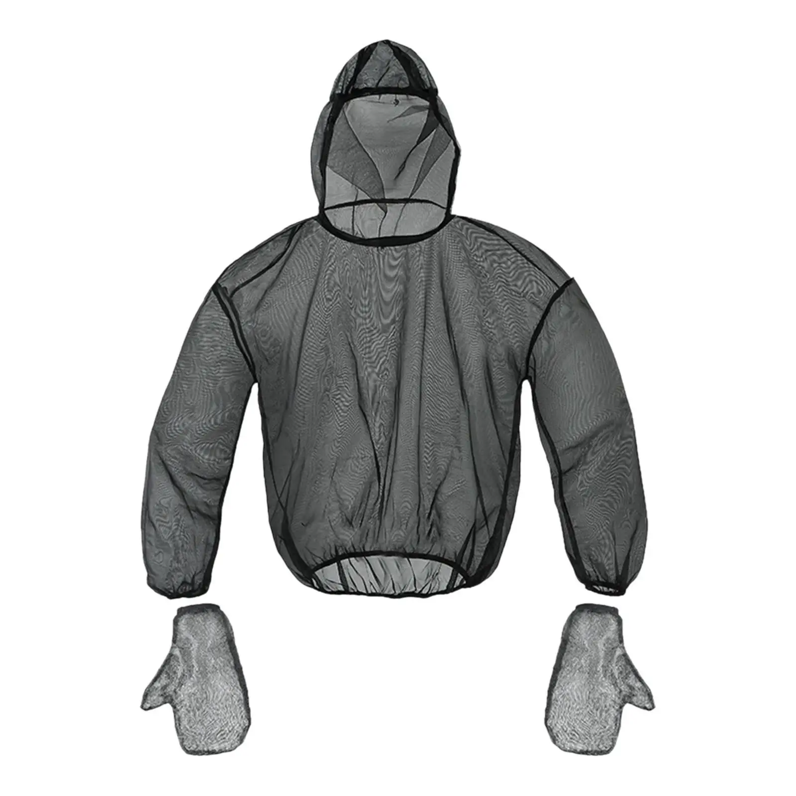 Hooded Jacket with Gloves Hood Fine Mesh Clothing Cover Protection for Hiking