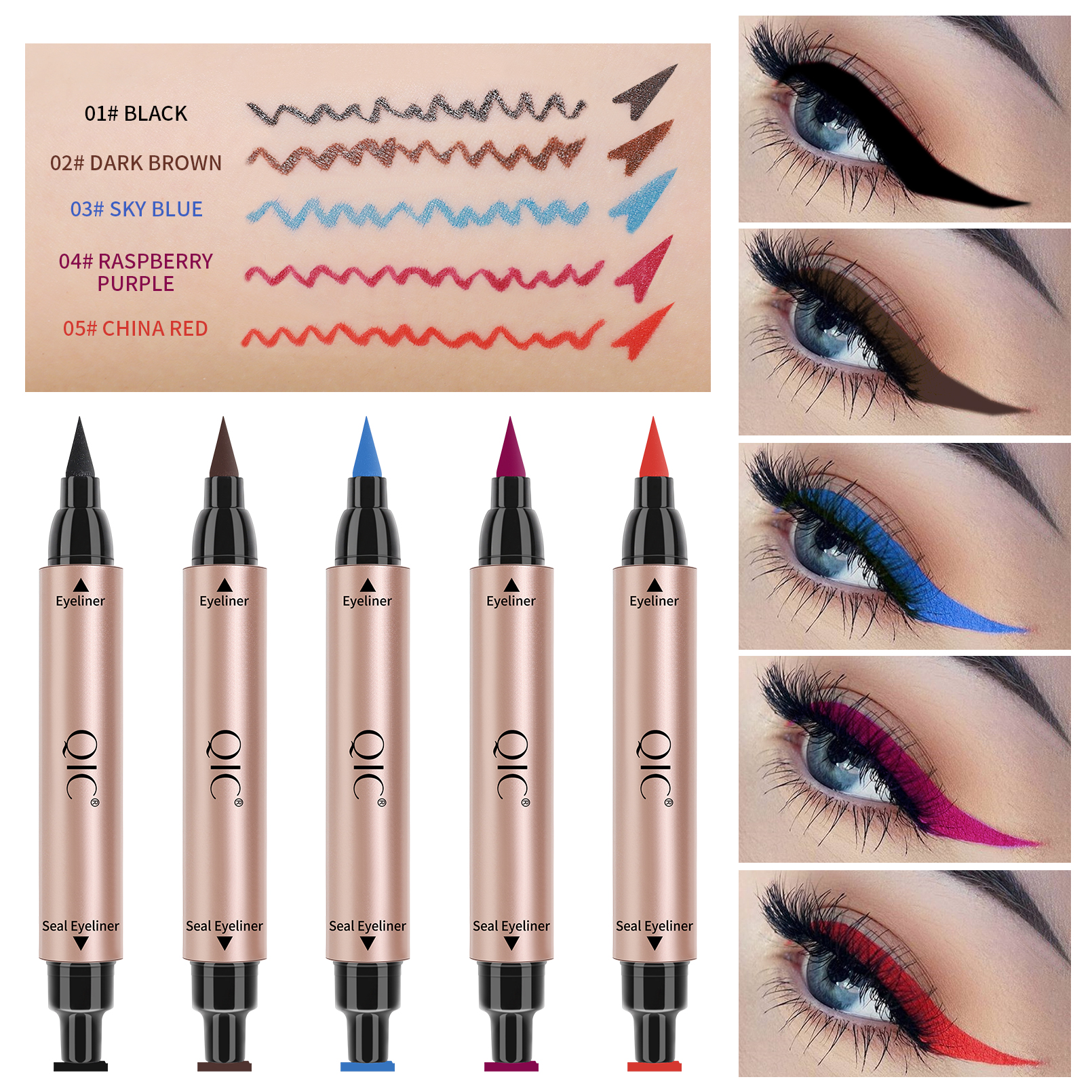 Best of Colour Eyeliner Stamp Seal Pen Long Lasting Waterproof Blue Eye Liner Liquid Black Pencil Make-up For Women Cosmetics Tool Reviews & Tips - Image 2