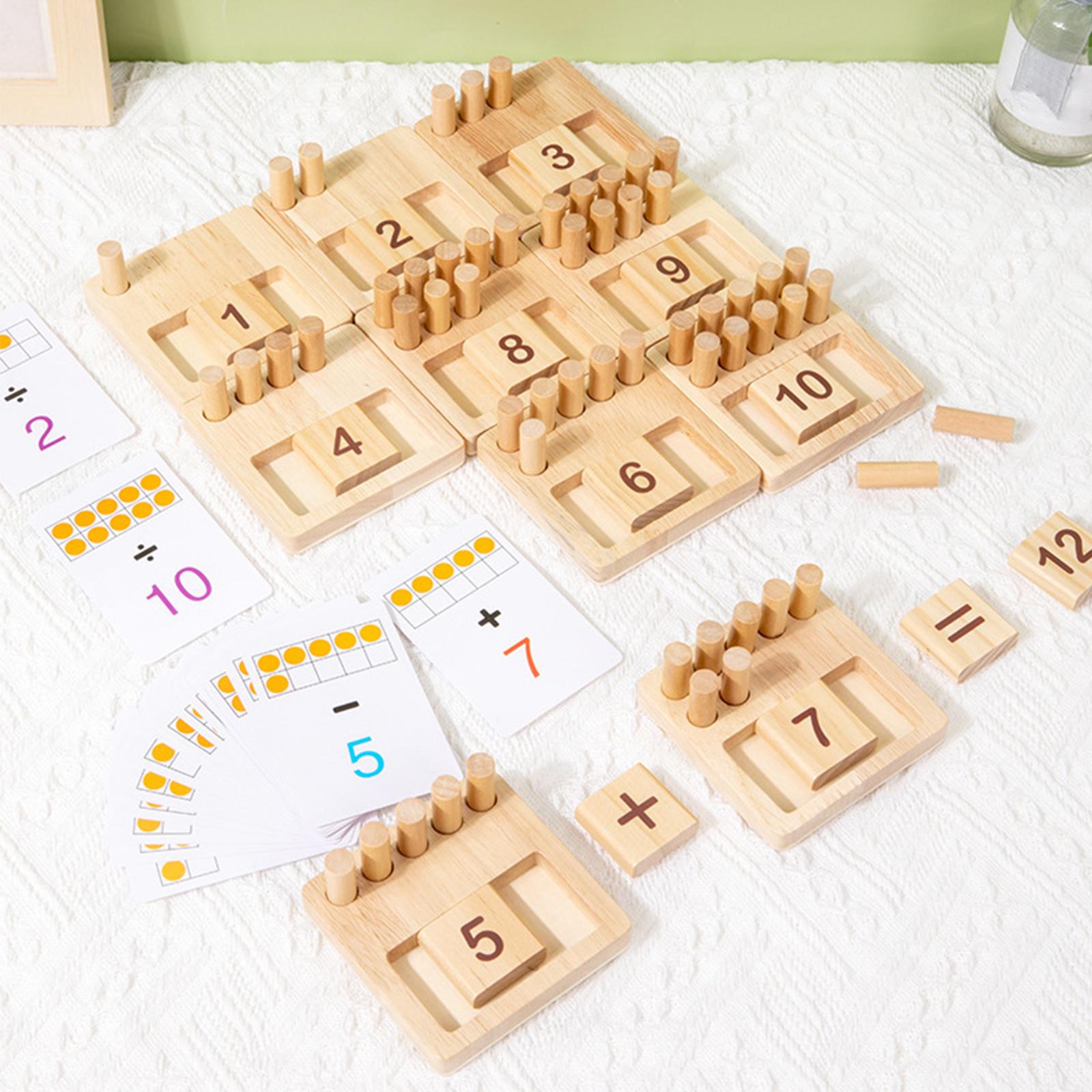 Math Number Counting Toys Mathematical Math Toy Enlightenment Toys Educational Toy Wood Counting Rods with Cards for Baby Gifts