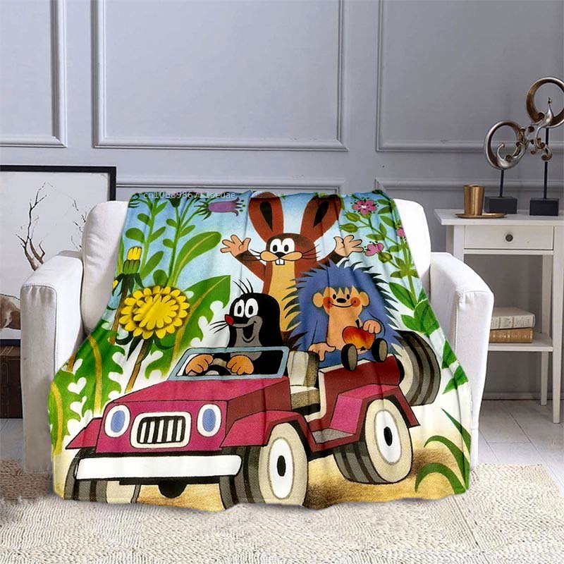 Description Picture 4 of itemThe Little Mole Blanket Flannel Friends Together Cozy Soft Fleece Bedspread Classic Cartoon Blanket Gift for Children Kids