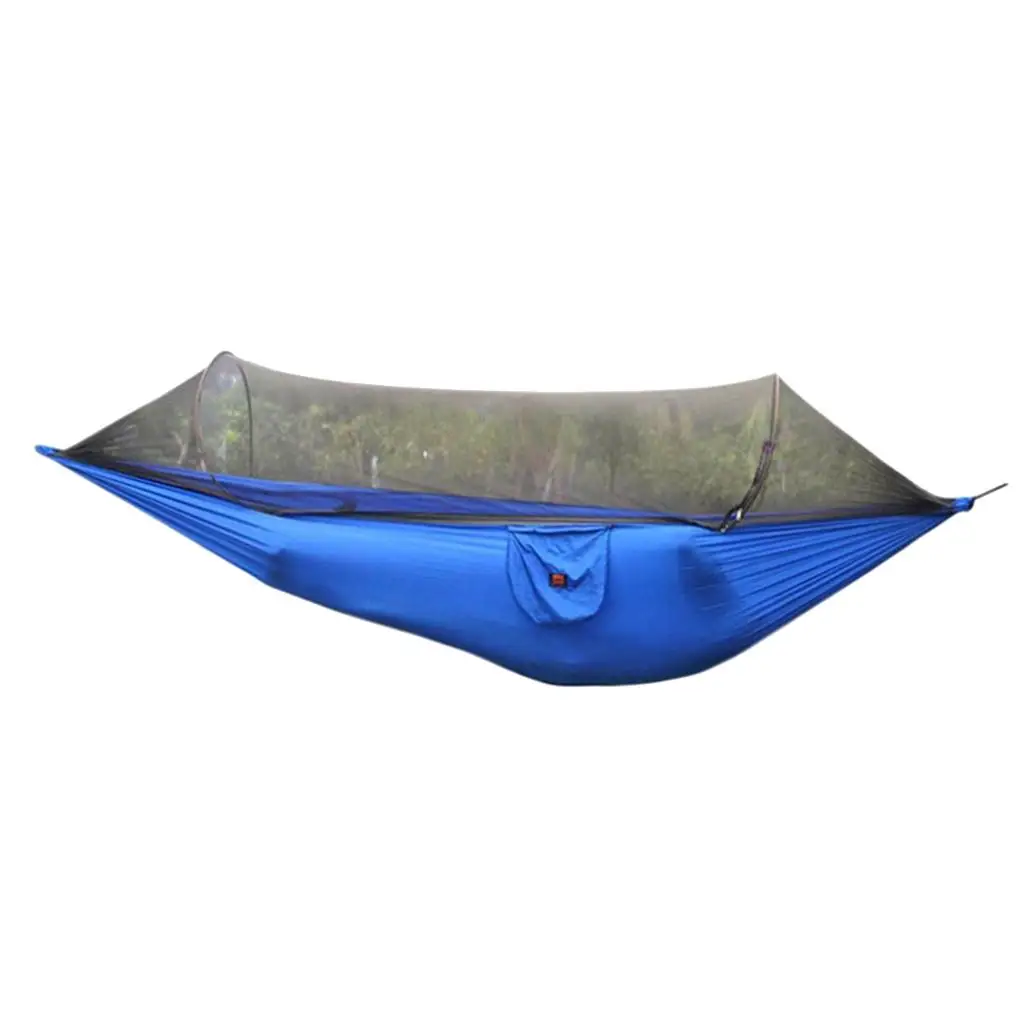 Camping Hammock with  Net, Portable Parachute Hammock for Hiking Travel Backpacking with Ropes and Carabiners, 290x140cm