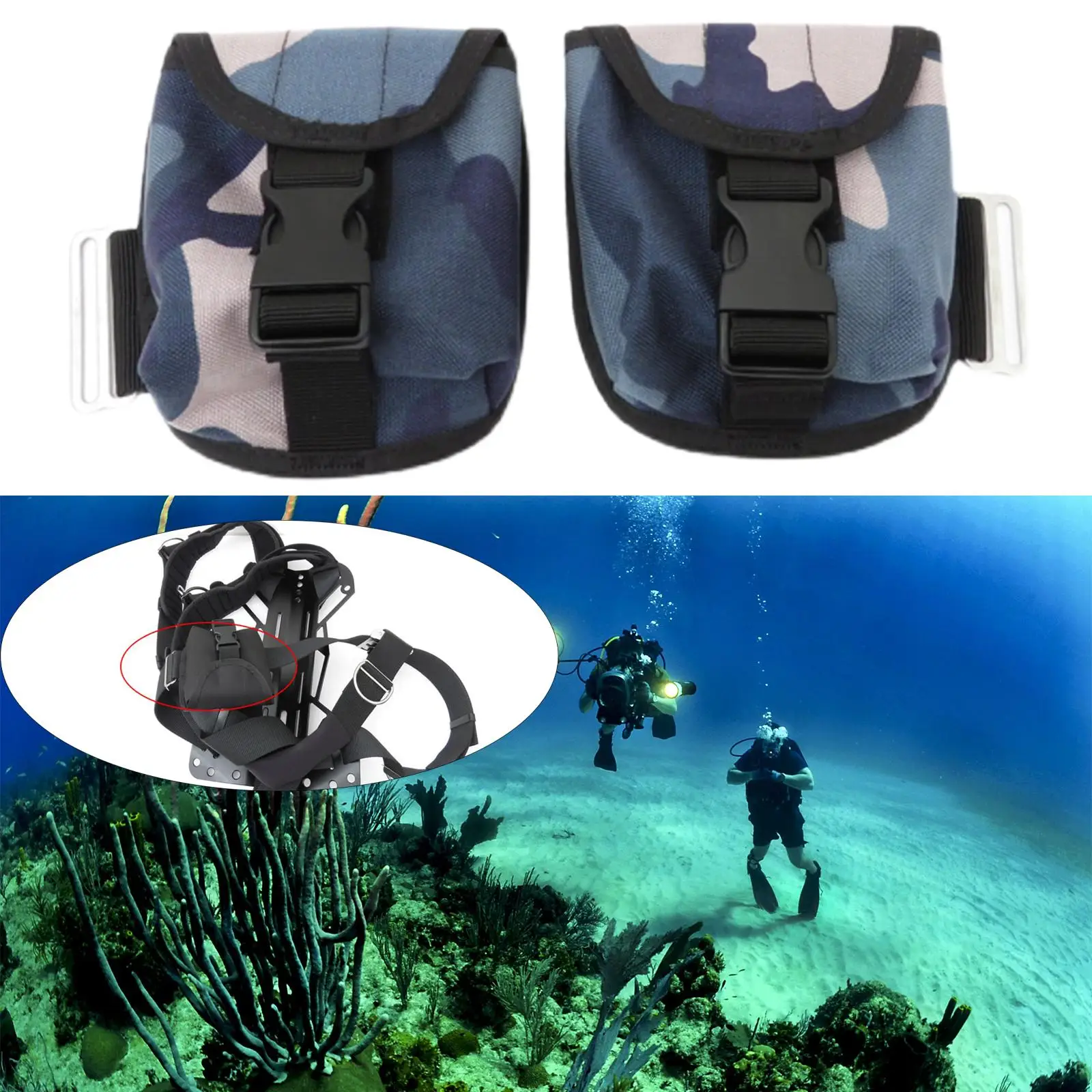 Diving Pocket Weight Belt 2kg with Quick Release Buckle Weight Bag Strong