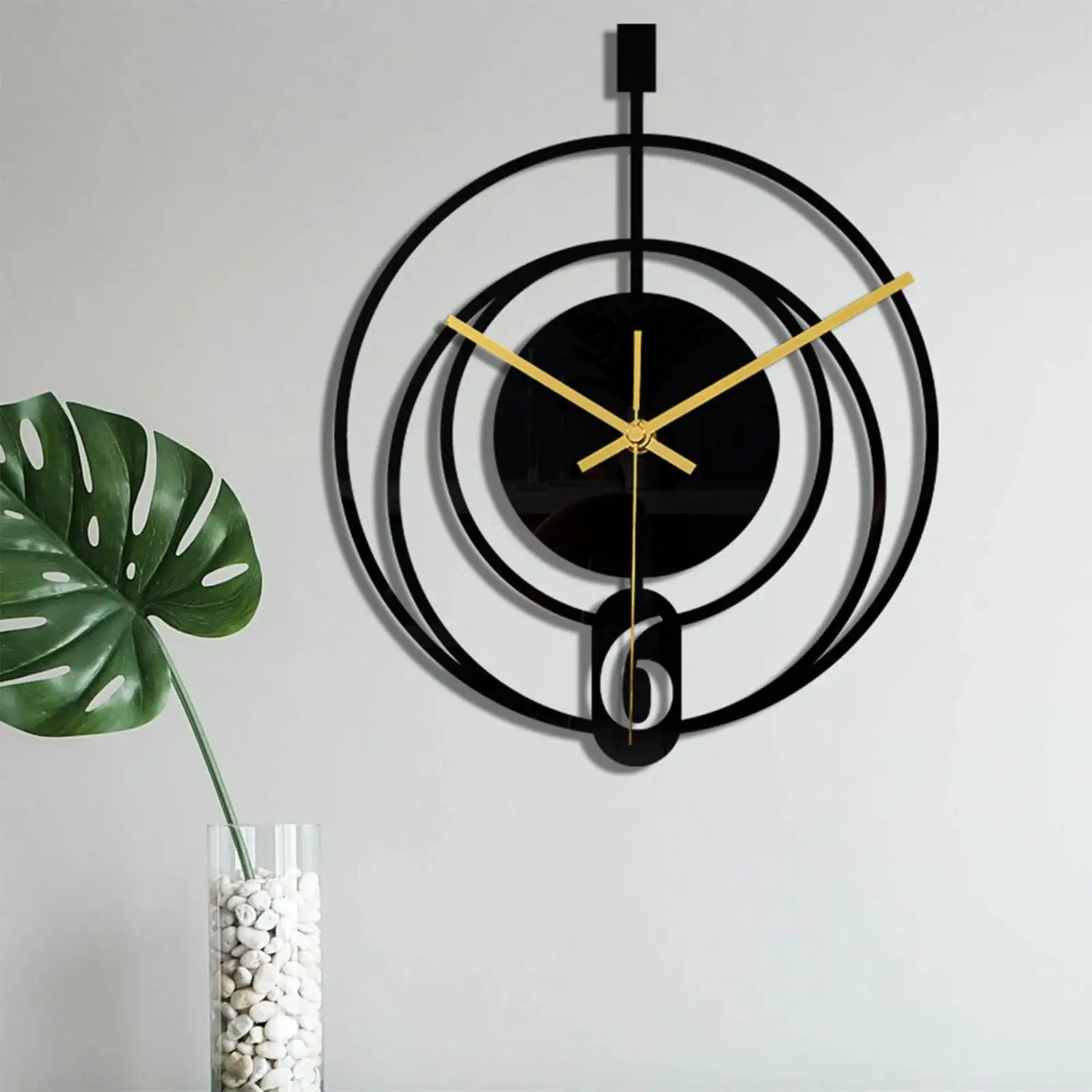 Modern Wall Clock Non-Ticking Decorative Mirrored for Hotel Home Kitchen