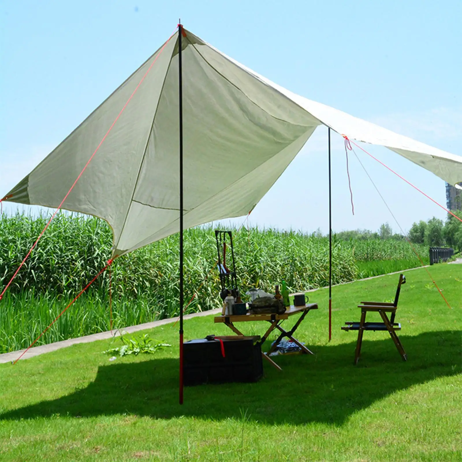 Portable Tarp Poles Tent Rods Beach Shelter W/ Storage Awning Support Canopy