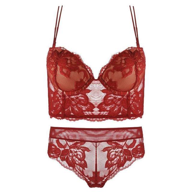 Sexy Women Small Breast Bra Lace Underwear Set