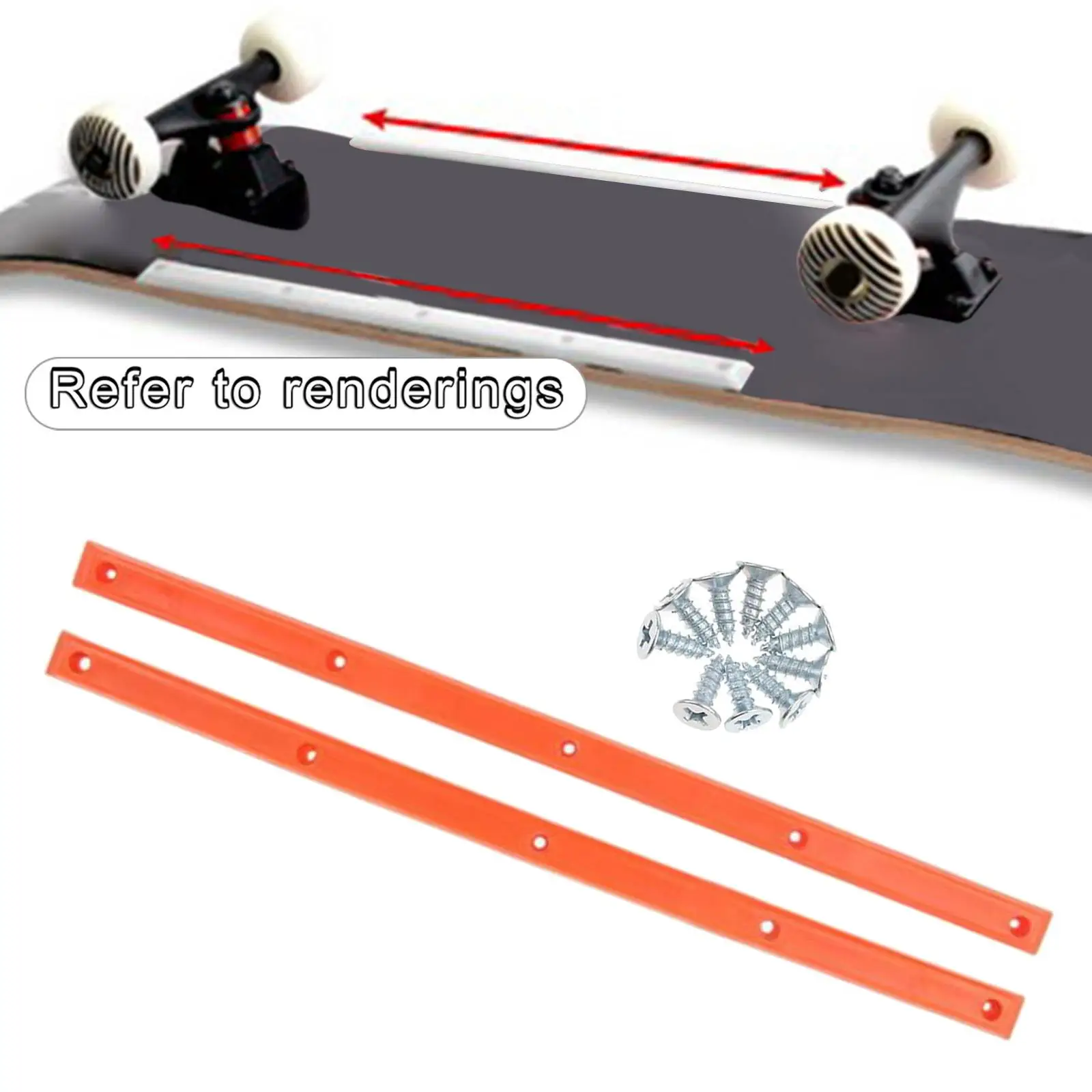 1 Pair Longboard Skateboard Rails with Mounting Screws Outdoor