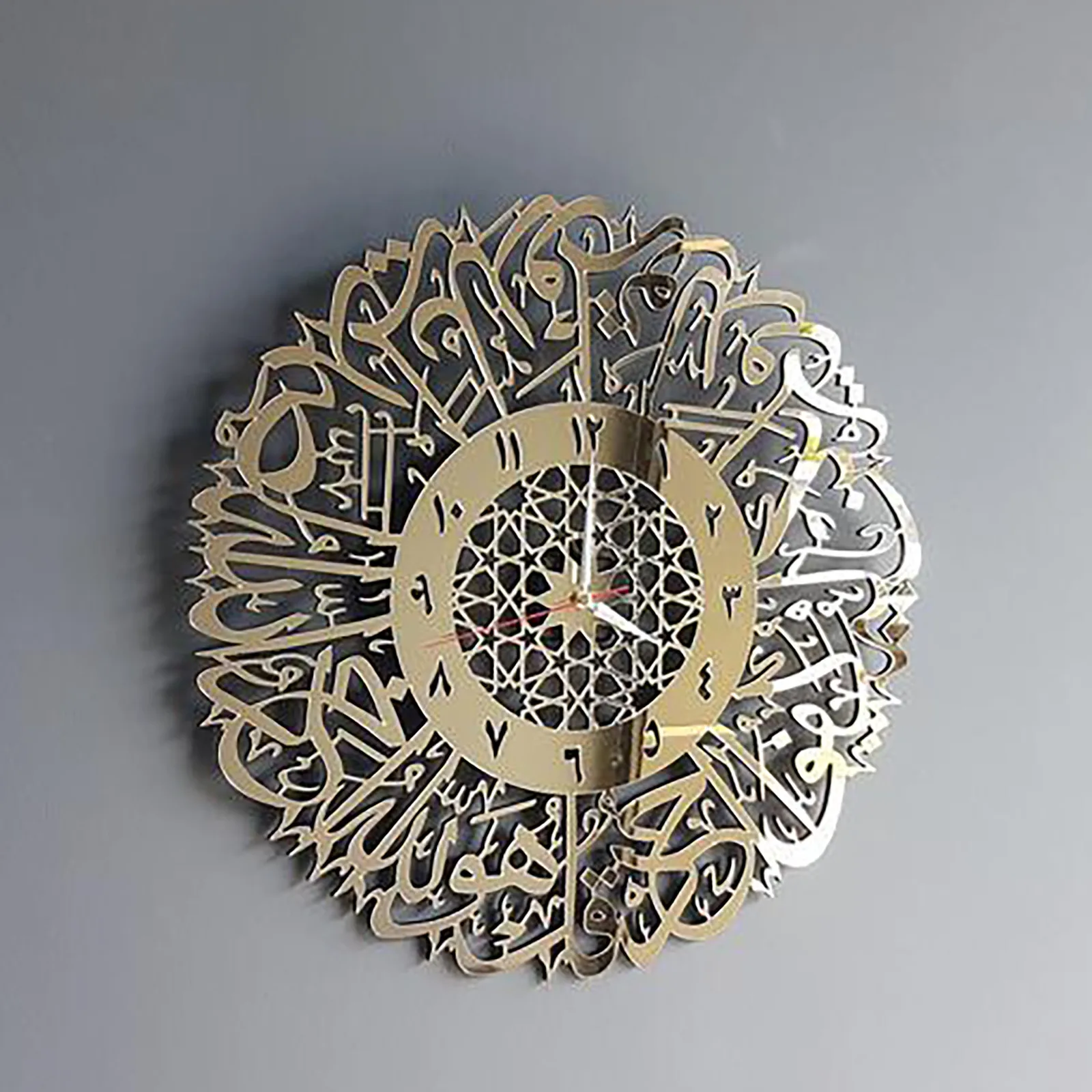 30cm Vintage Wall Clocks Home Acrylic Mirror Decoration Arabic Calligraphy Art Indoor Wall Clock Pendant Wall Clock For Home