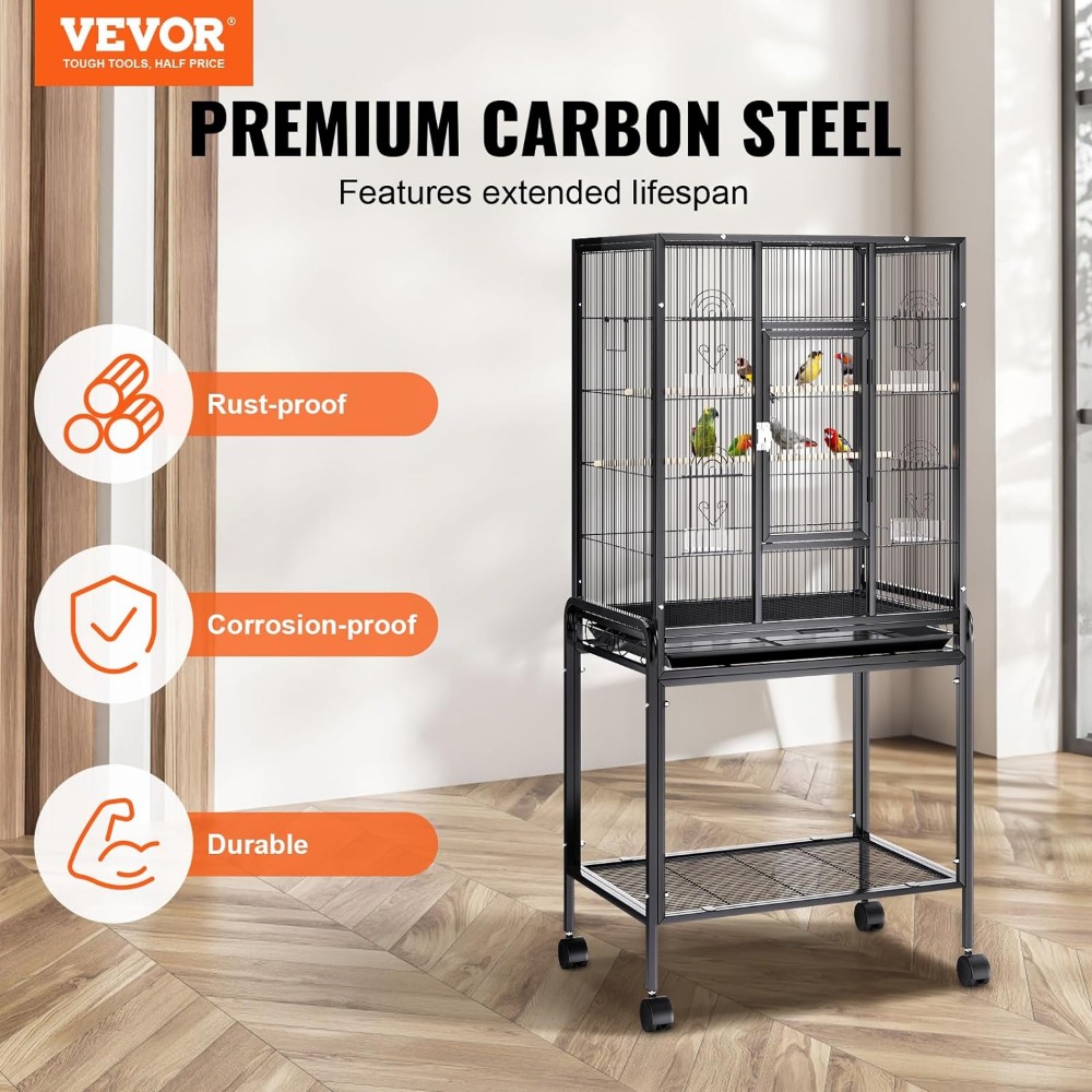 Title 2, 54 Inch Standing Large Bird Cage, Wrought Iron ...