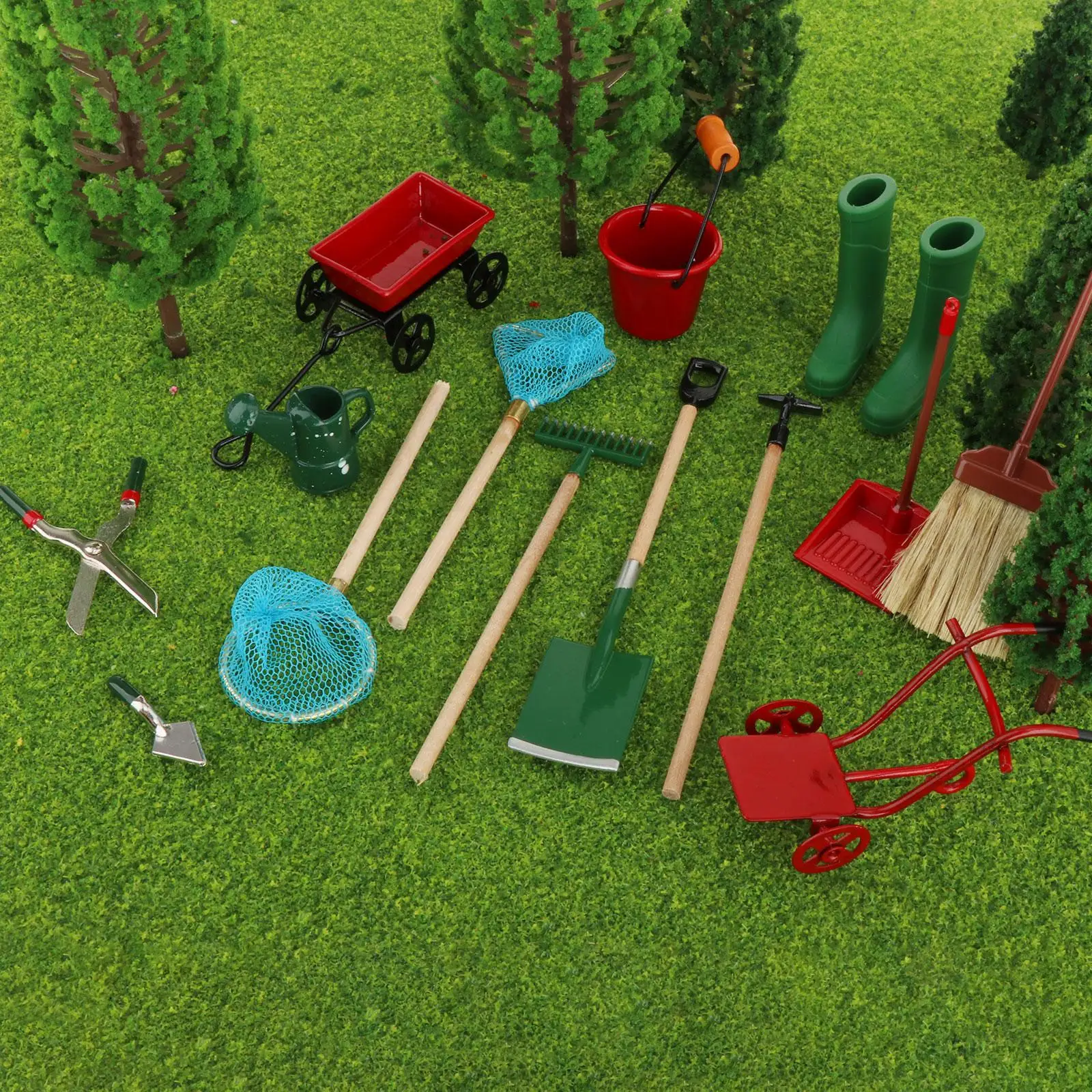 14x 1:12 Simulation Gardening Tools, Kids Cleaning Toys Mini Ornament Garden Furniture Miniature Tool Miniature Garden Tools,