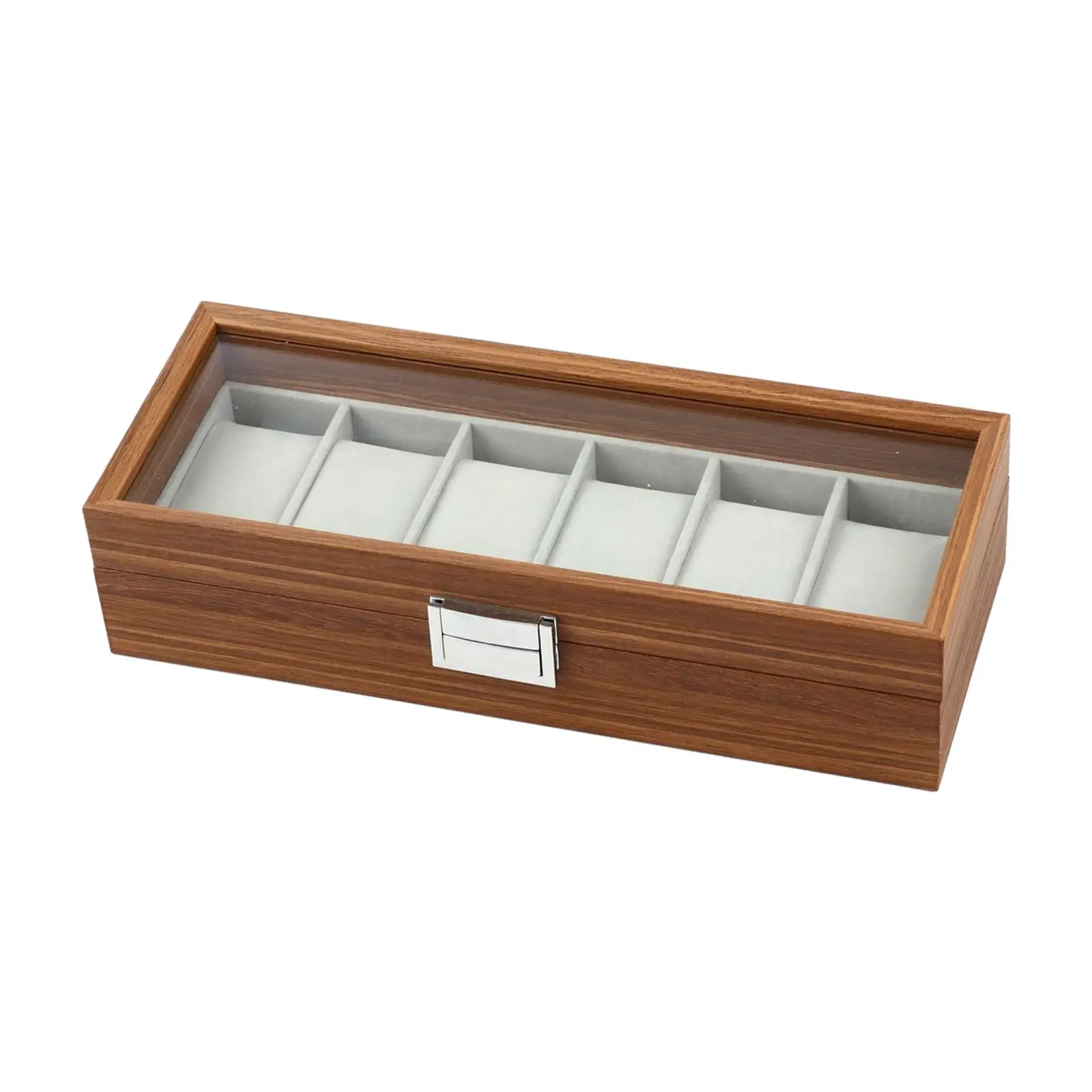 Watch Storage Box 6 Slot Elegant Container Wood Watch Box for Watches Necklace Bracelet Earrings Men and Women Home Decoration