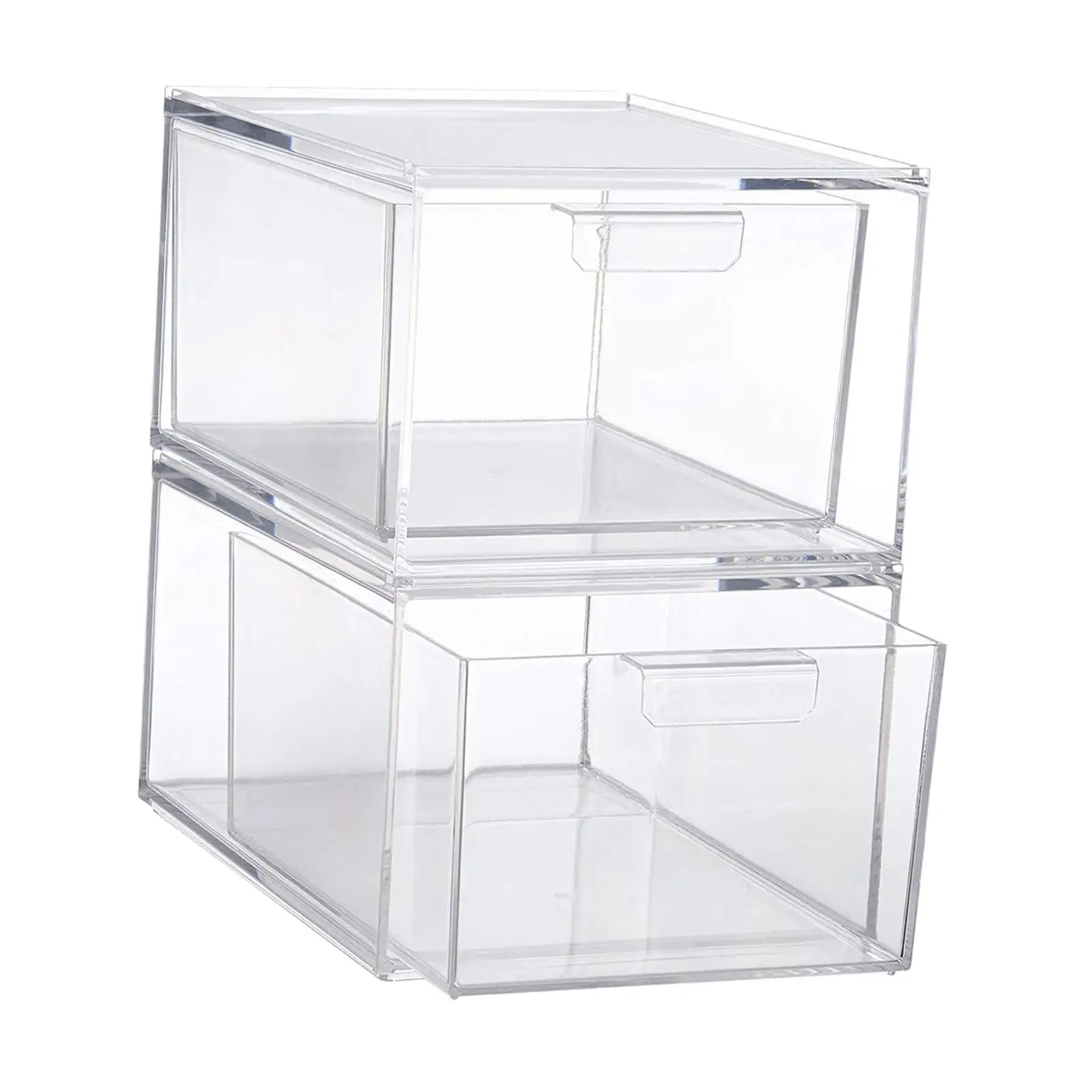 2Pcs Acrylic Storage Container Clear Organizer Drawer for Cosmetics Jewelry