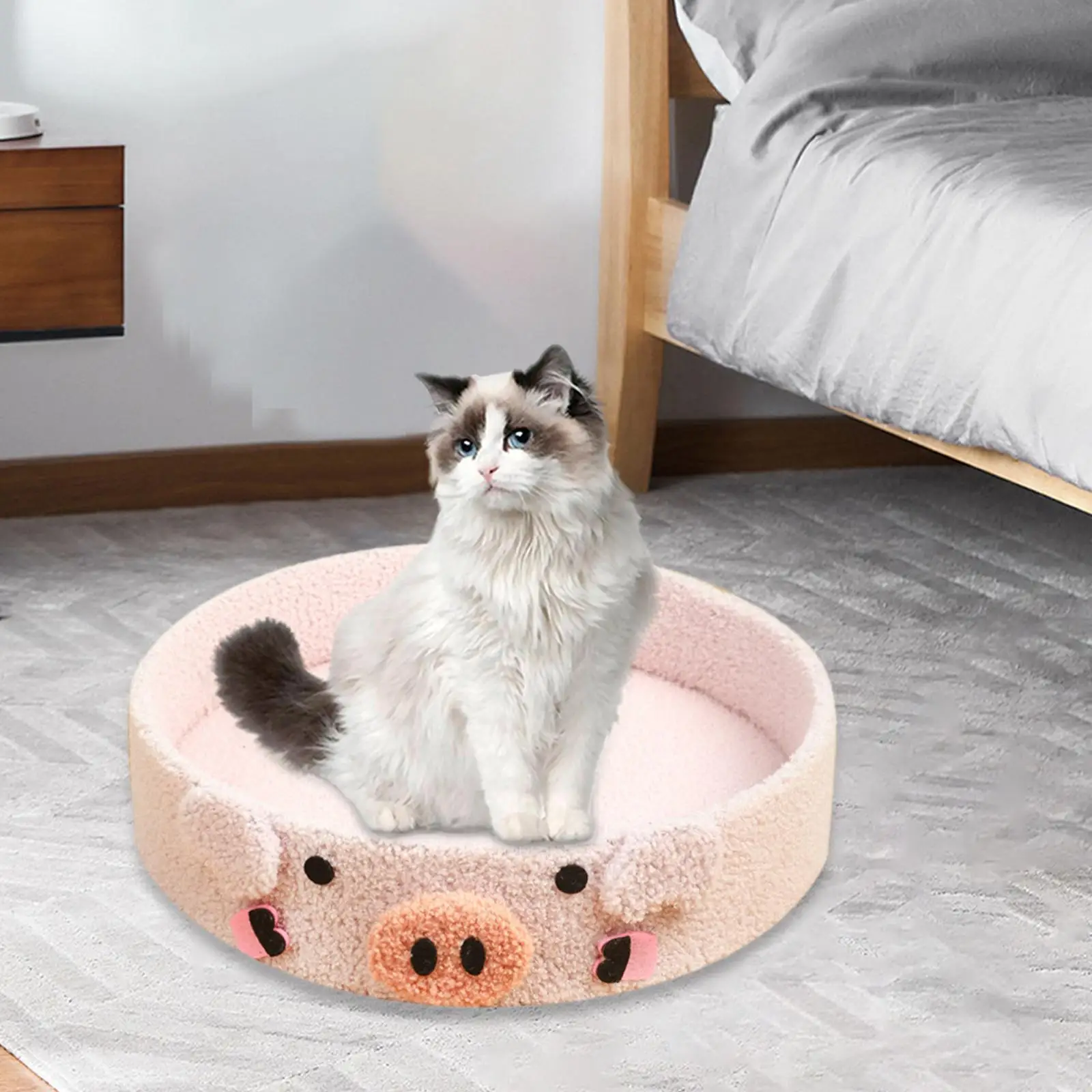 Cat Bed Flannel Cat Sleeping Bed Kennel Round Bed Hut Diameter 38cm Cat
