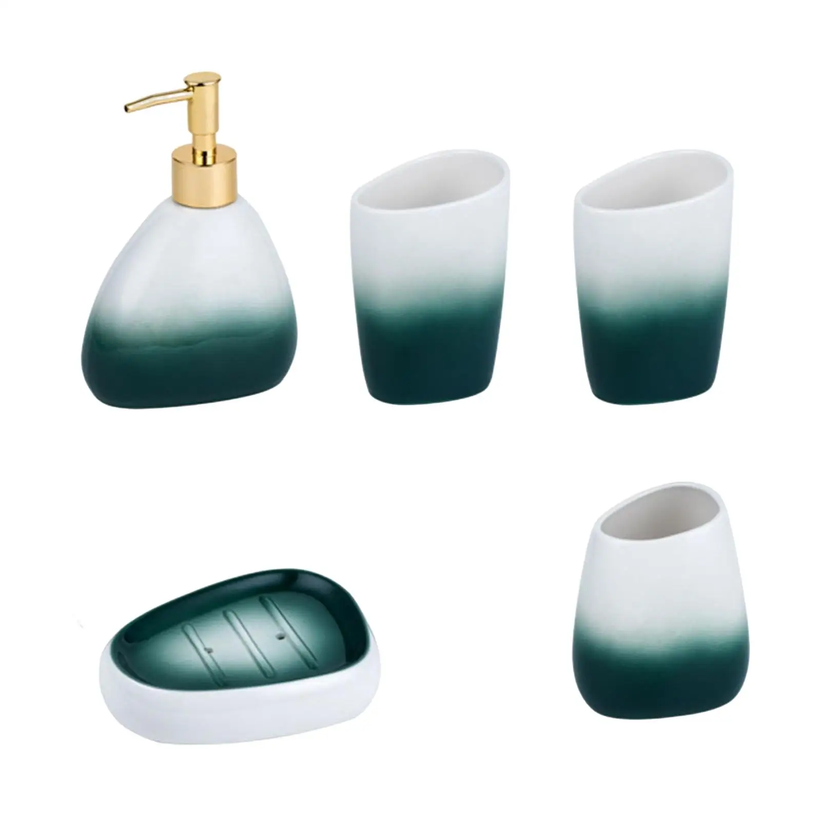 5x Nordic Bathroom Accessories Set Toothbrush Holder Soap Dish Lotion Bottle Bath Essential Set for Apartment Toilet Decoration