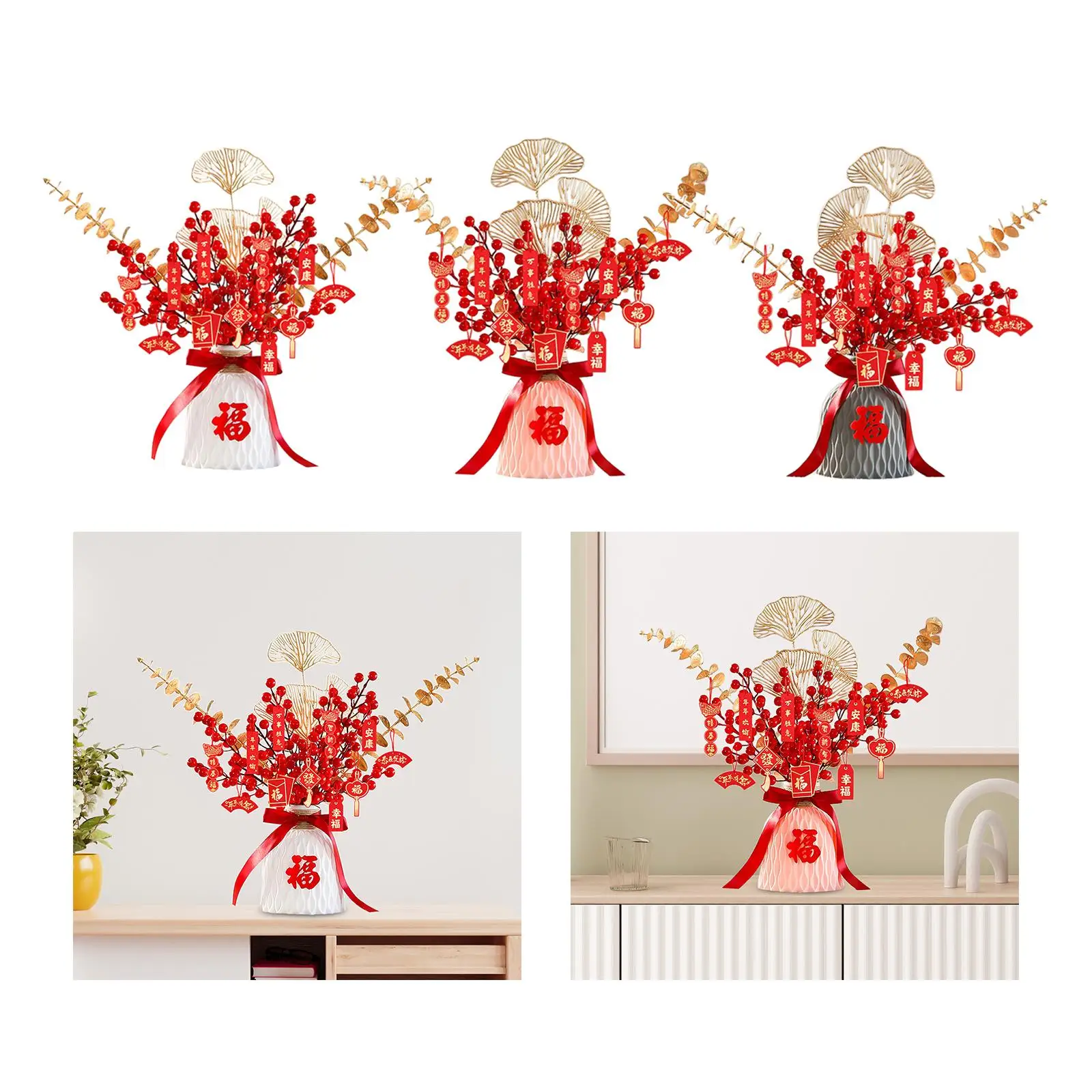 Red Chinese New Year Decoration Lucky Tree Artificial berries Branches Ornament