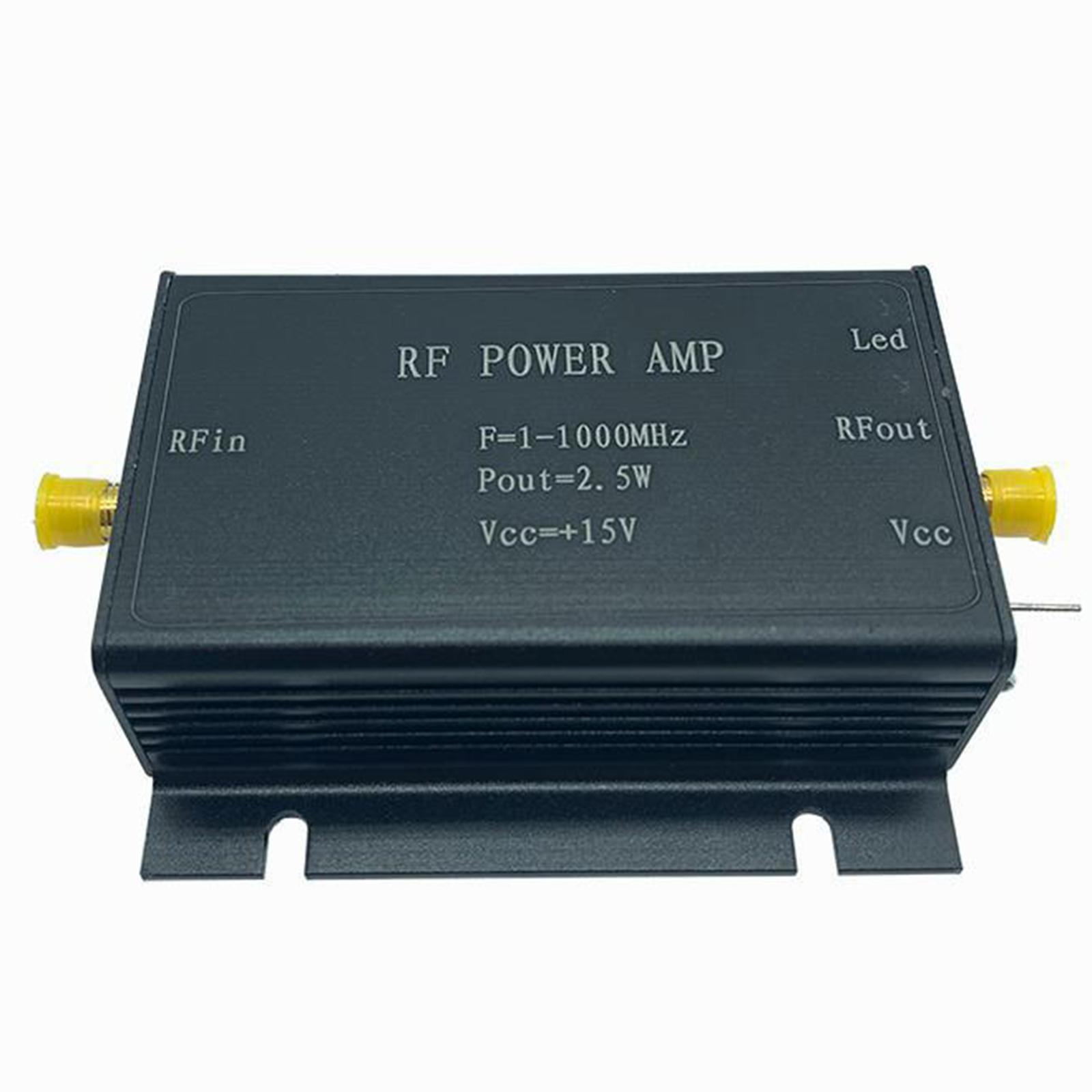 2.5W RF Power Amplifier Module Radio Frequency Power Amplifier DC15V Stable Standard SMA Black for Radio Transmission 380-450MHz