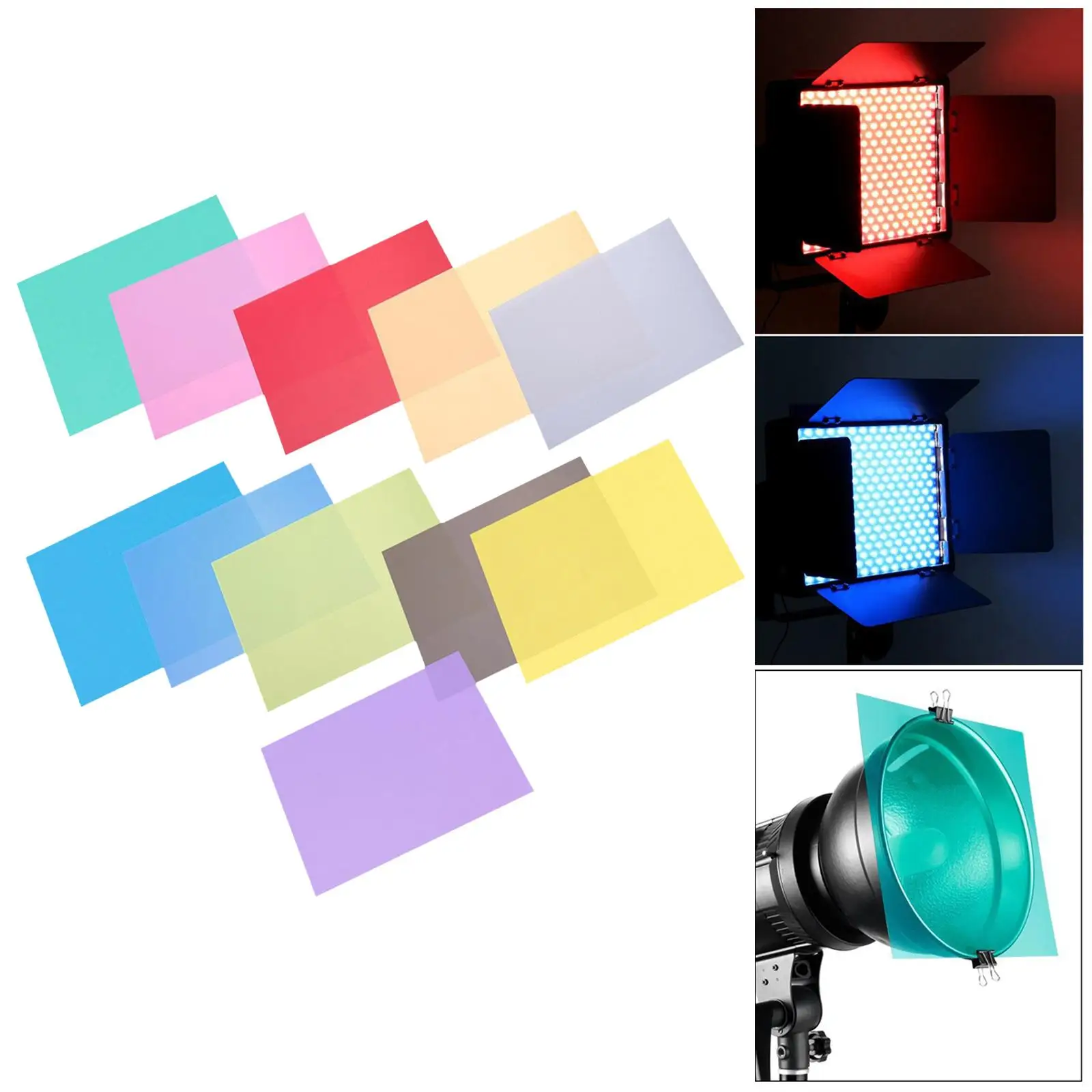 Rectangular Correction gel lights Filter 11 Colors Add A Background Dimming Light Weight Color Gel Filter Kit for Parties Stages