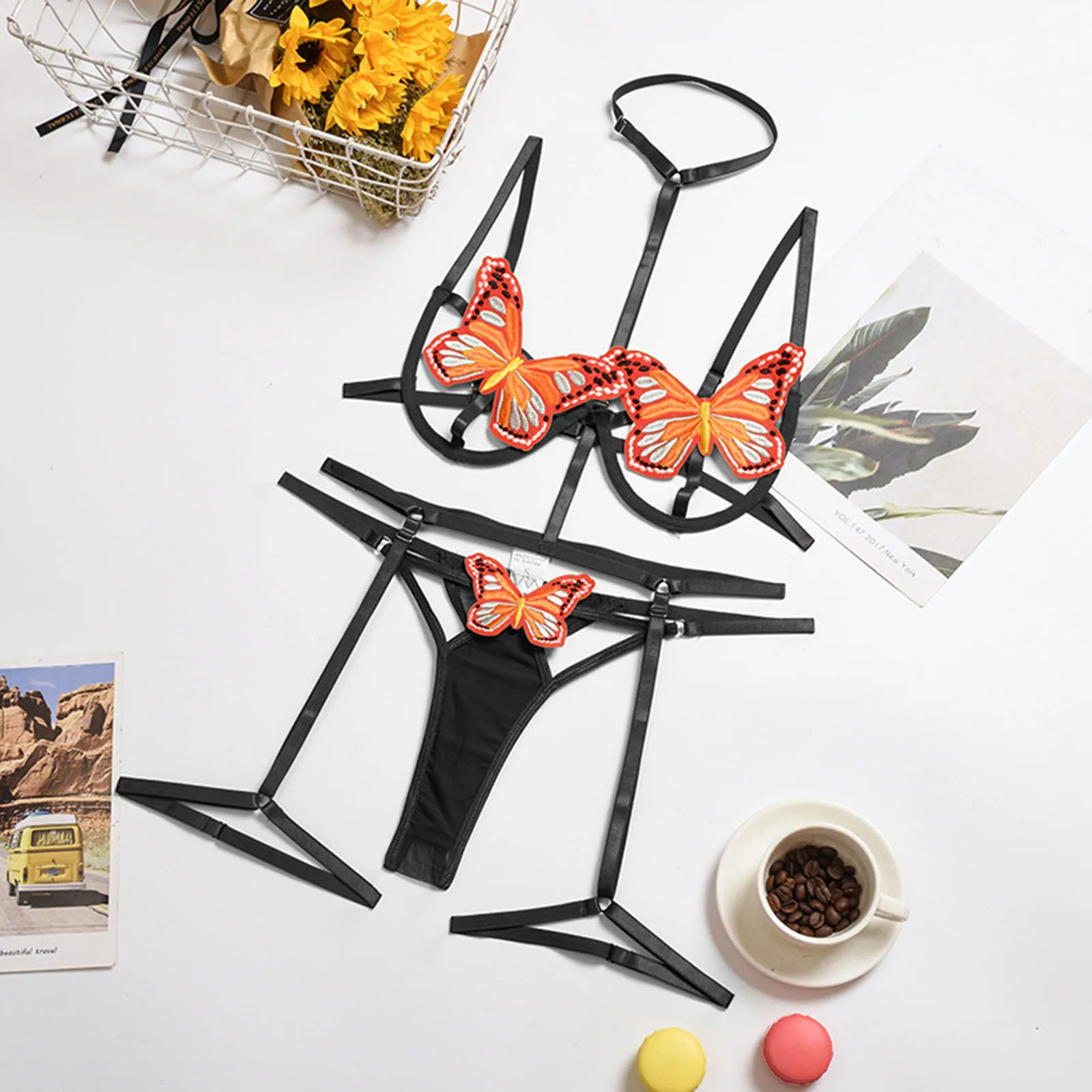 Hot Sexy Lingerie Set Cutout Bras Butterfly Women Underwear Sexy Bra Brief Sets Sex Sensual
