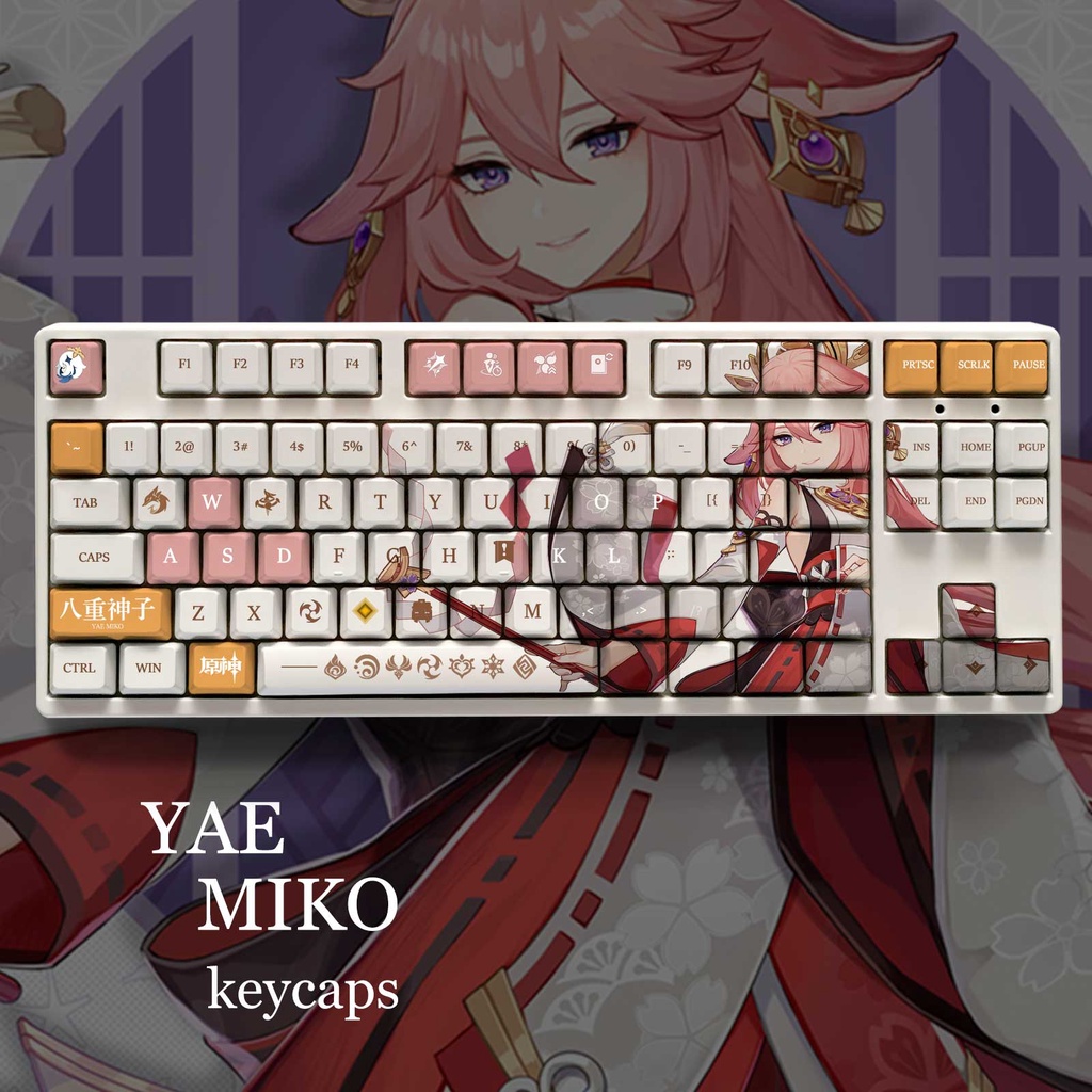 104 ключа/набор Genshin Impact Theme YAE MIKO Pbt аниме Keycaps 108 ключей  Набор для 61 87 104 108 ключей механическая клавиатура Oem профиль |  AliExpress