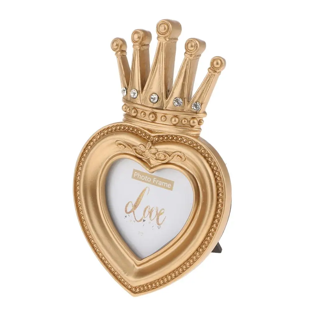 Elegant Luxury Western Style Gold Crown Photo Frame Ornate Antique Decor