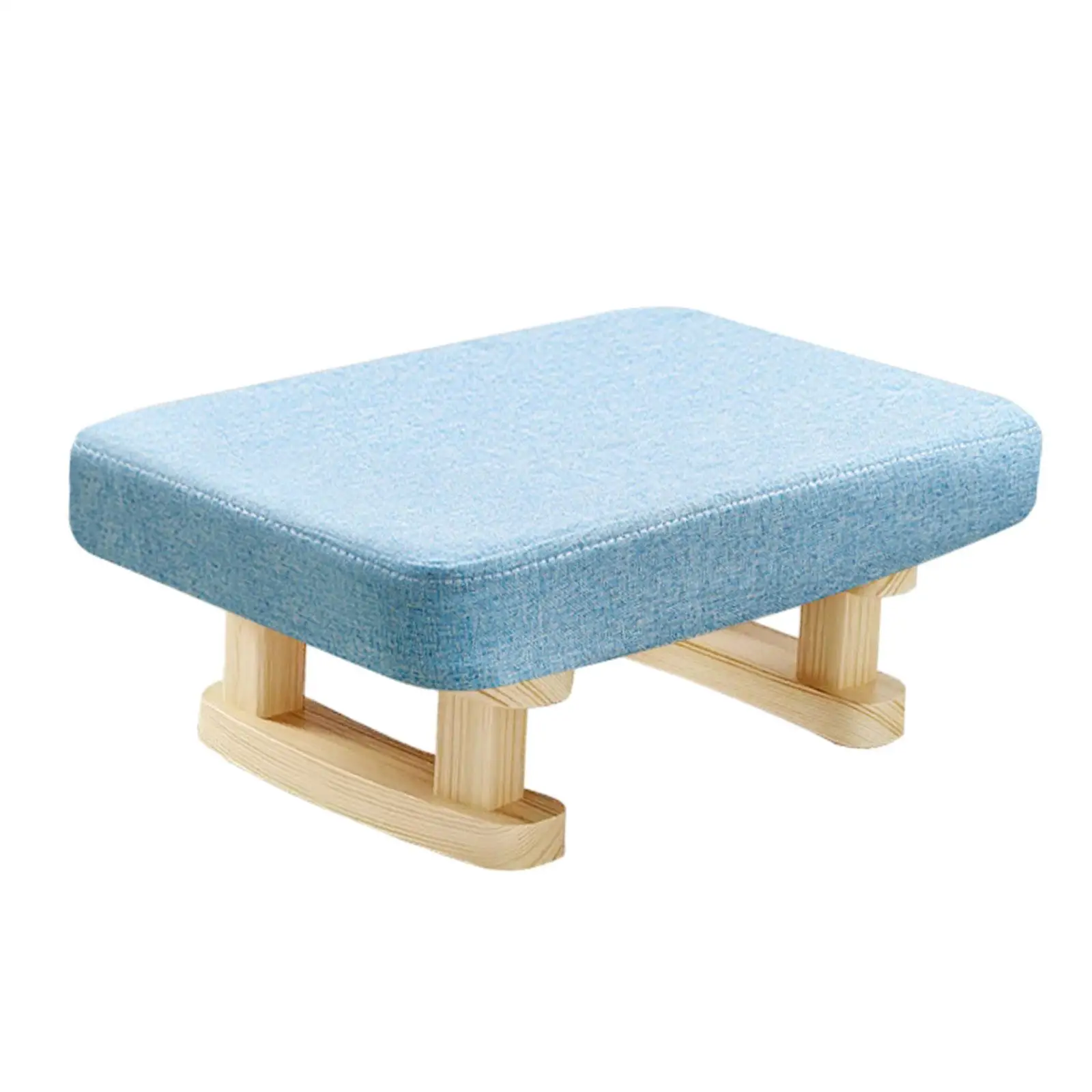 Small Footstool Bench Comfortable Rectangle Step Stool Footrest with Wooden Legs for Tearoom Living Room Bedroom Desk Entryway