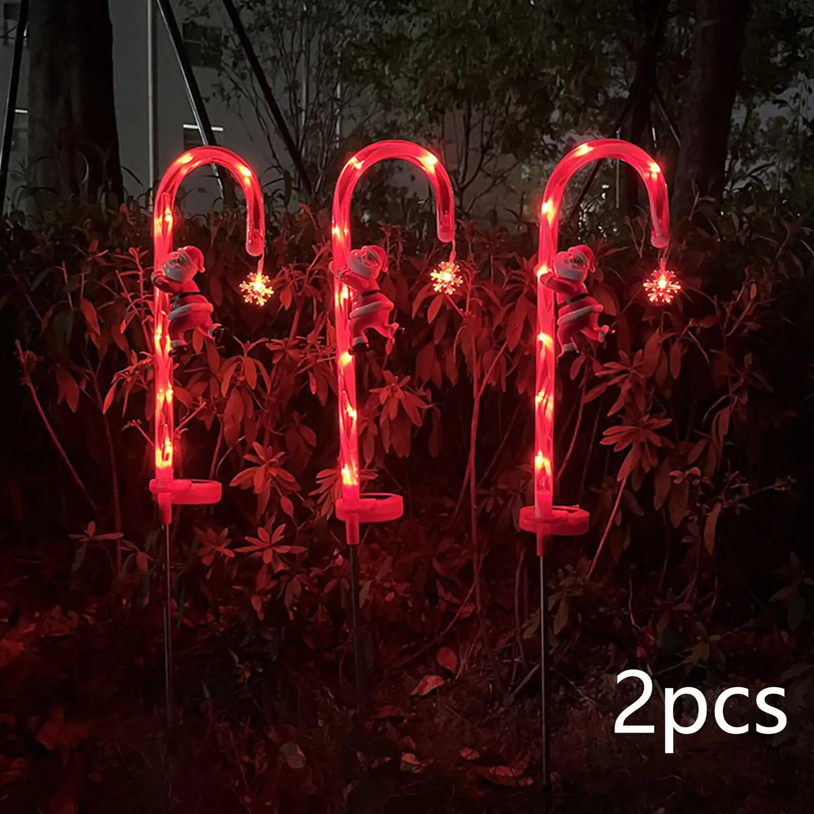 Christmas LED Lamps Decorations Fairy Lights with Ground Stake Candy Cane Solar Operated Lights for Patio Backyard Lawn Walkway