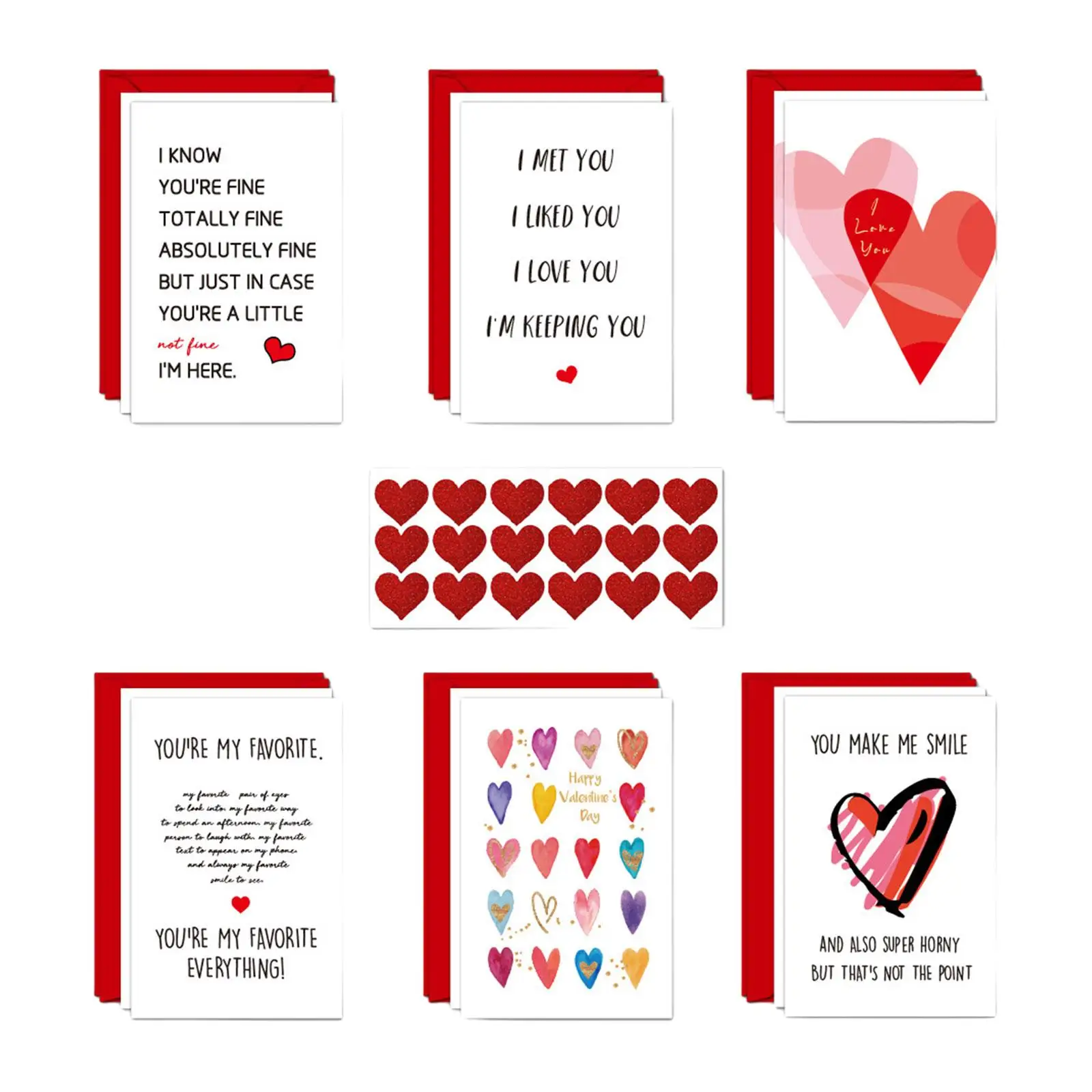 12 Pieces Valentines Day Cards with Envelopes Funny for Him Her Adults Blank Cards for Anniversary Wedding Birthday Wife Fiancee