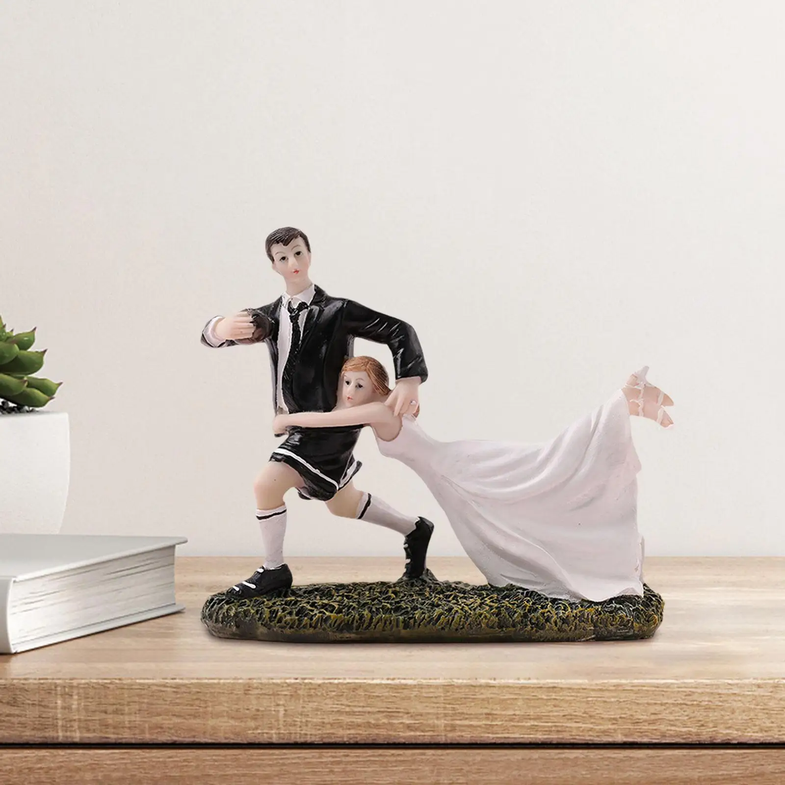 Wedding Cake Topper Bride and Groom Football Figurine for Tabletop Ceremony