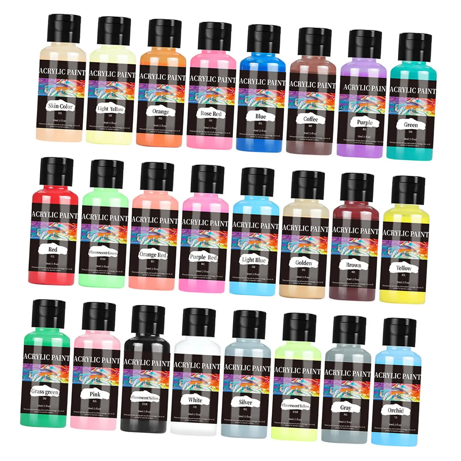 24x Acrylic Leather Paint Set DIY Art Craft Project Professional Acrylic Leather Dye Fit Paper Beginner Shoes Car Seat Sneakers