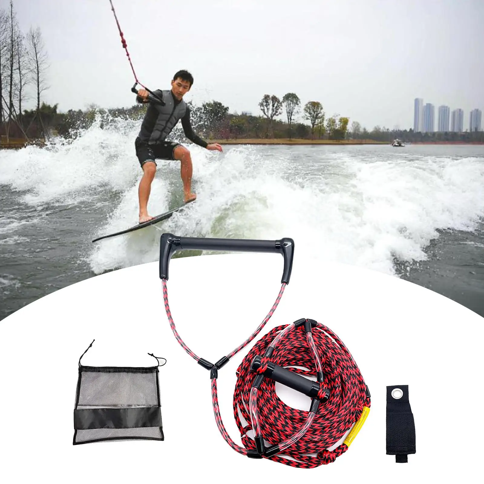 Water Ski Rope Safety Surfing Towable  Rope Water Ski Rope with Handle for Wakeboard Kneeboard Wakesurf Sport