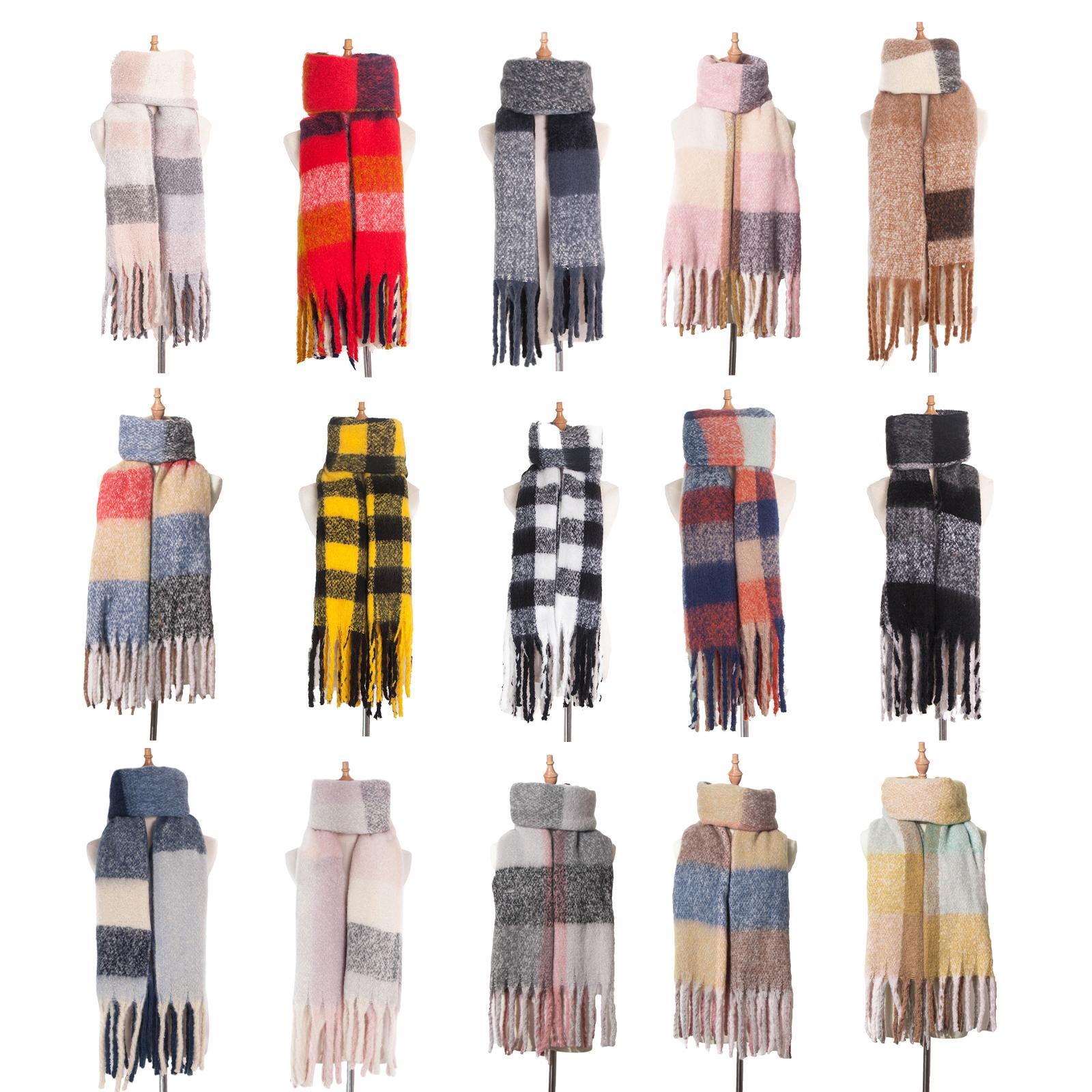 Women`s Plaid Blanket Winter Scarf Wrap Oversized Shawl Cape