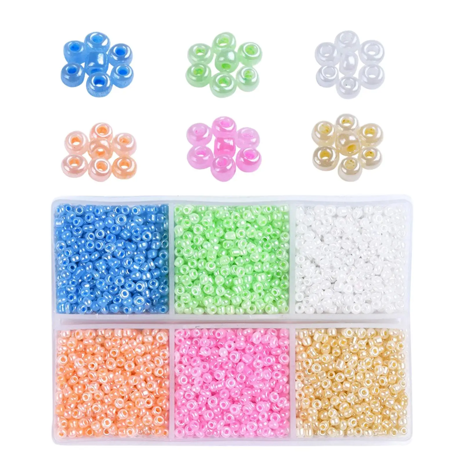 6 Color Round Glass Beads for Jewelry Making Decor DIY Crafts Charms Gift