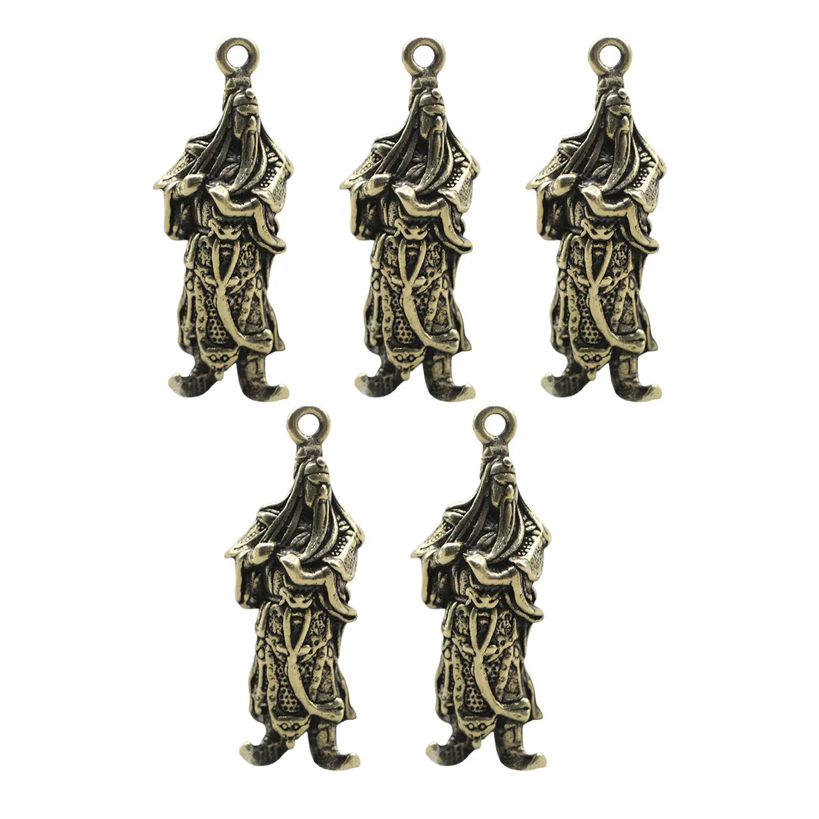 5Pcs Chinese Small Statues Figurine Ornaments Pendant Charm Collectible for Decor Home Decoration Keychains Findings Necklace