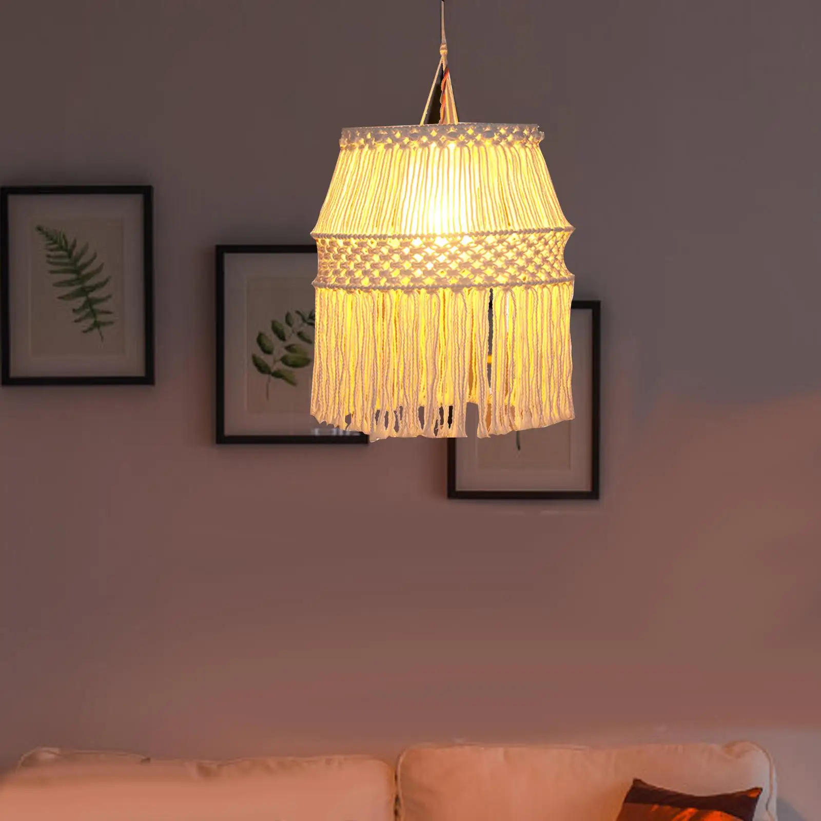Macrame Lamp Shade Bohemian Style Woven Pendant Light Shade Lampshade Pendant Light Cover for Wedding Bedroom Hotel Party Decor