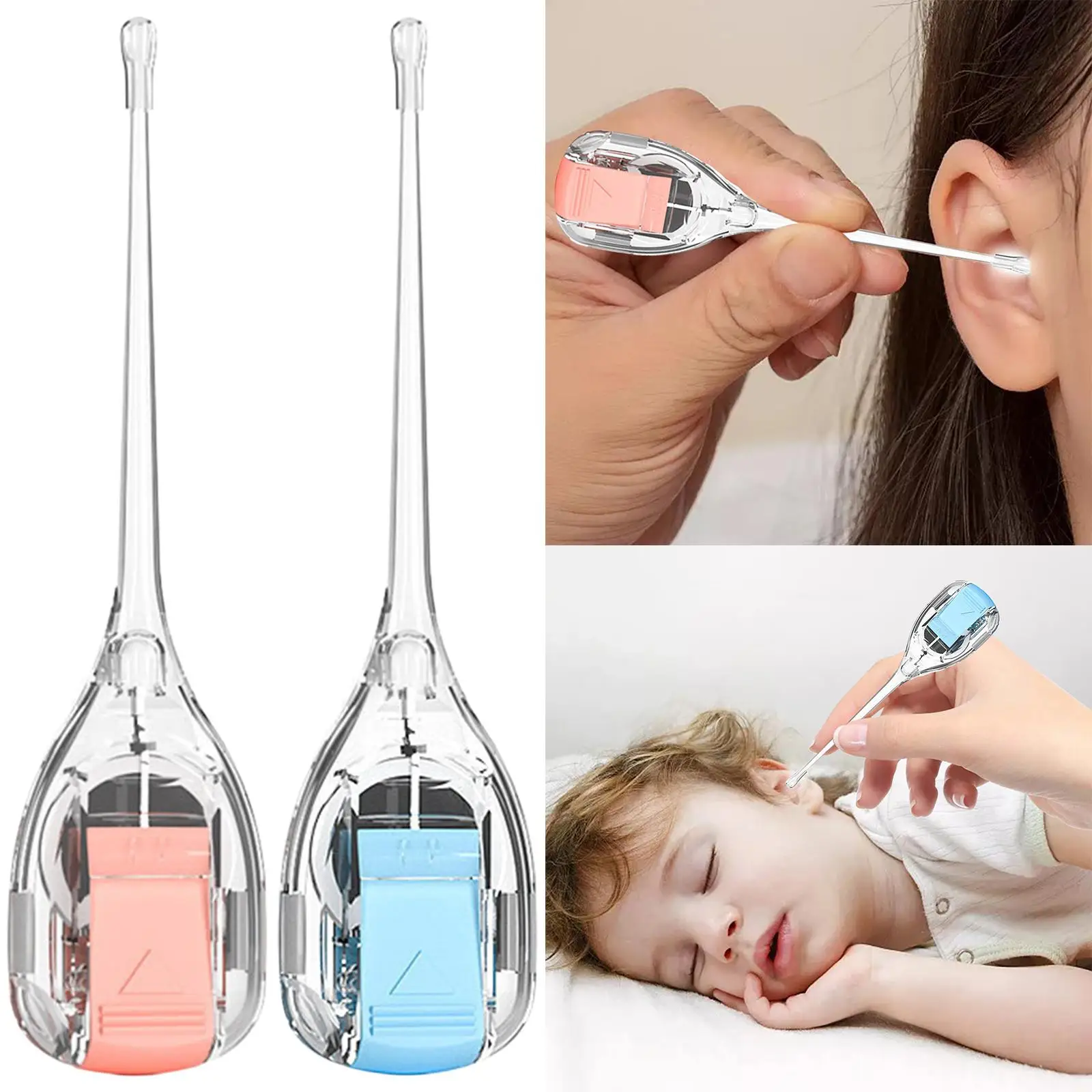 Portable Comfortable Luminous Ear Pick Cleaner Kit Earwax Spoon Digger Ear Picker  with LED Light for Children Adults Baby