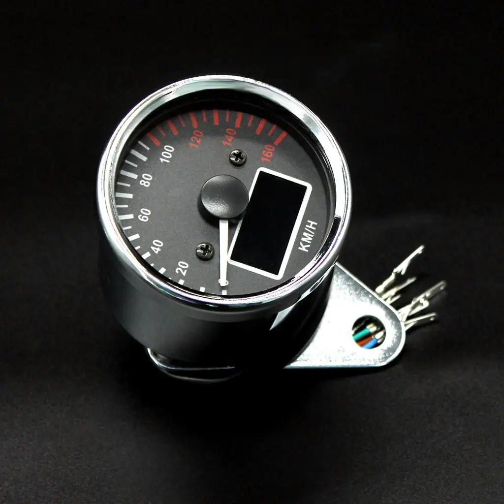12 Function Motorcycle Odometer Speedometer   LCD 0-160 km / h	Chrome