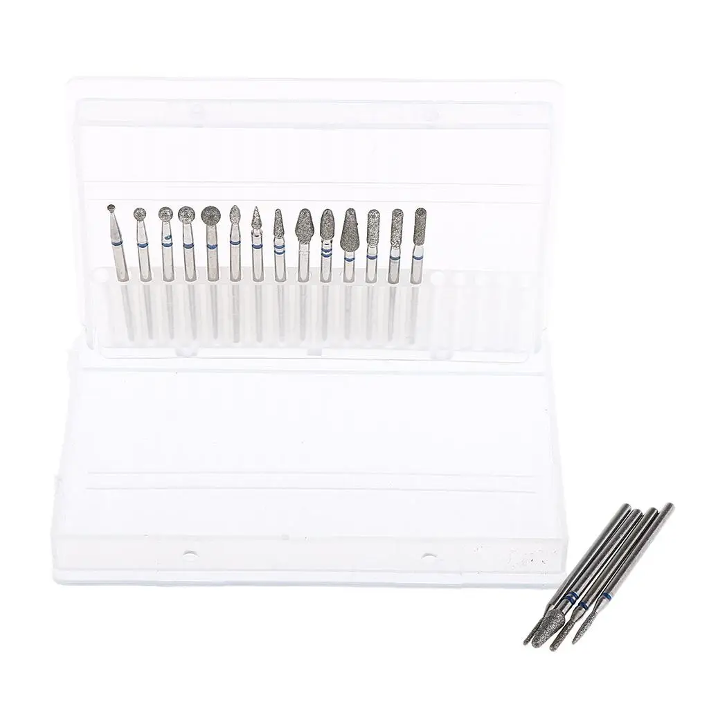 Cuticle Cleaning  Bits Set Emery Nail Files Bit Grinding Head Manicure Pedicure Tools 3/32 with Storage Case 18 Shapes