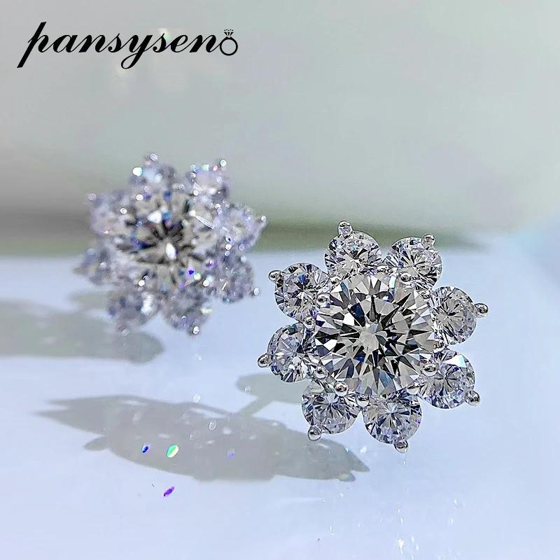flor simulado moissanite diamante brincos colar conjuntos de jóias finas por atacado