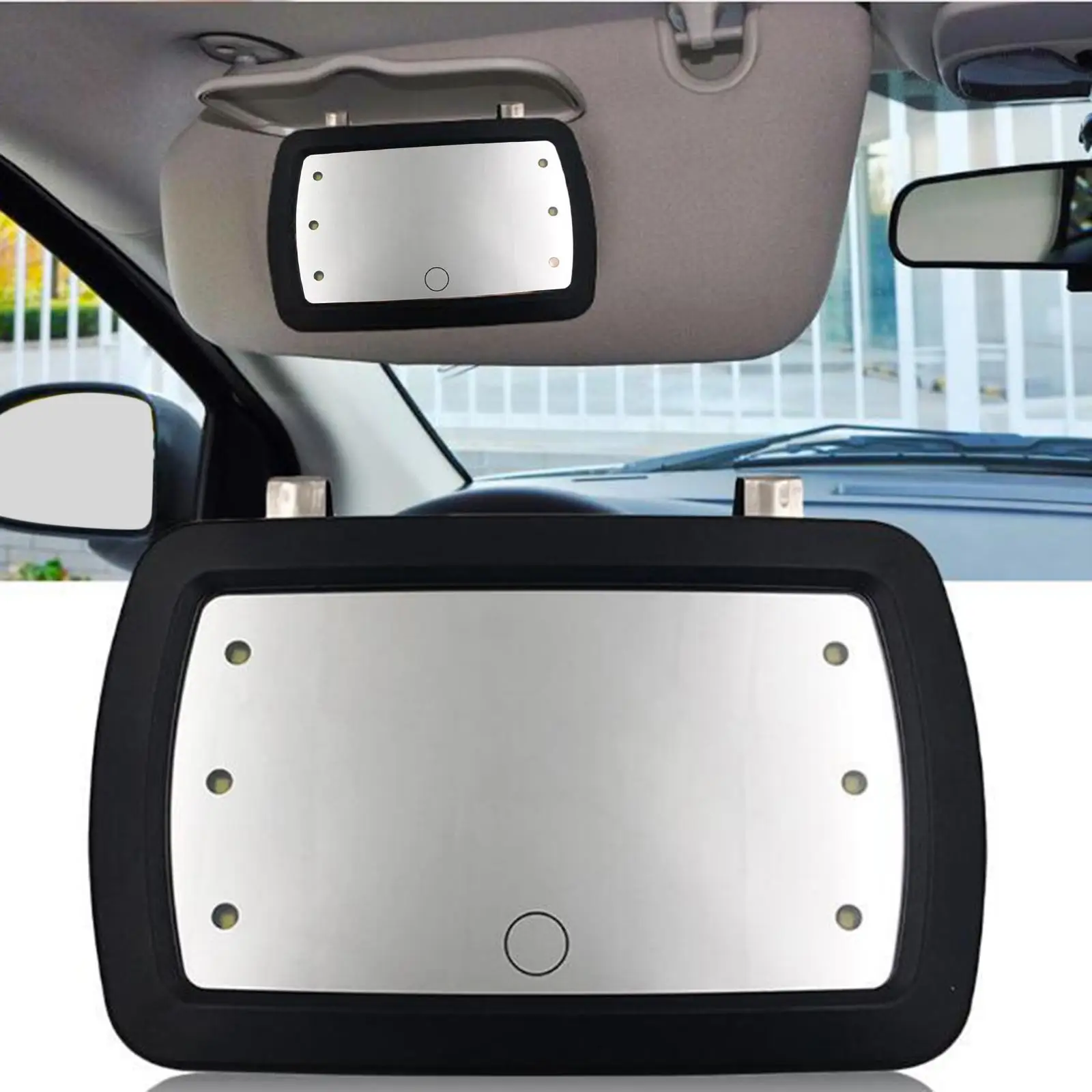  Visor Mirror  Interior Mirror with 6 LED Lights Makeup  for Automobile Vacation Long 