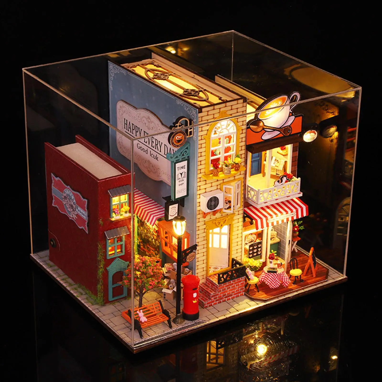 Dollhouse DIY Kit Creative Room Wooden Dollhouse Miniature Kit for Cabinet Decor