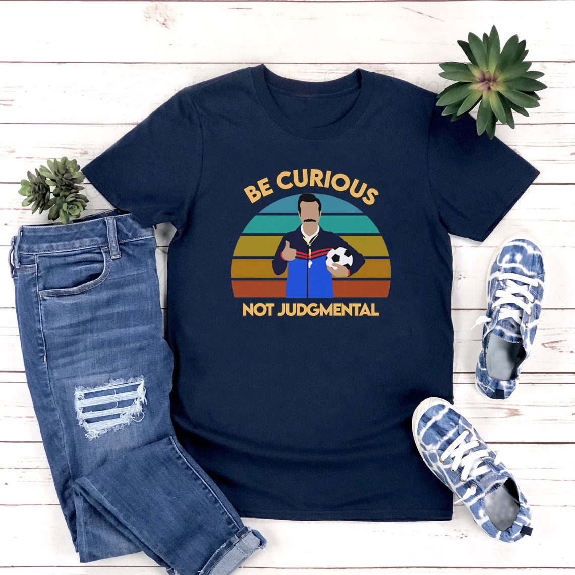 Sei Neugierig, Nicht Schüttelndurteilend T-Shirts Roy Kent Fußball-T-Shirt Lustiges Zitat T-Shirt Unisex Kurzarm Grafik-T-Shirts Fußball-Fan Geschenk – Detail 4